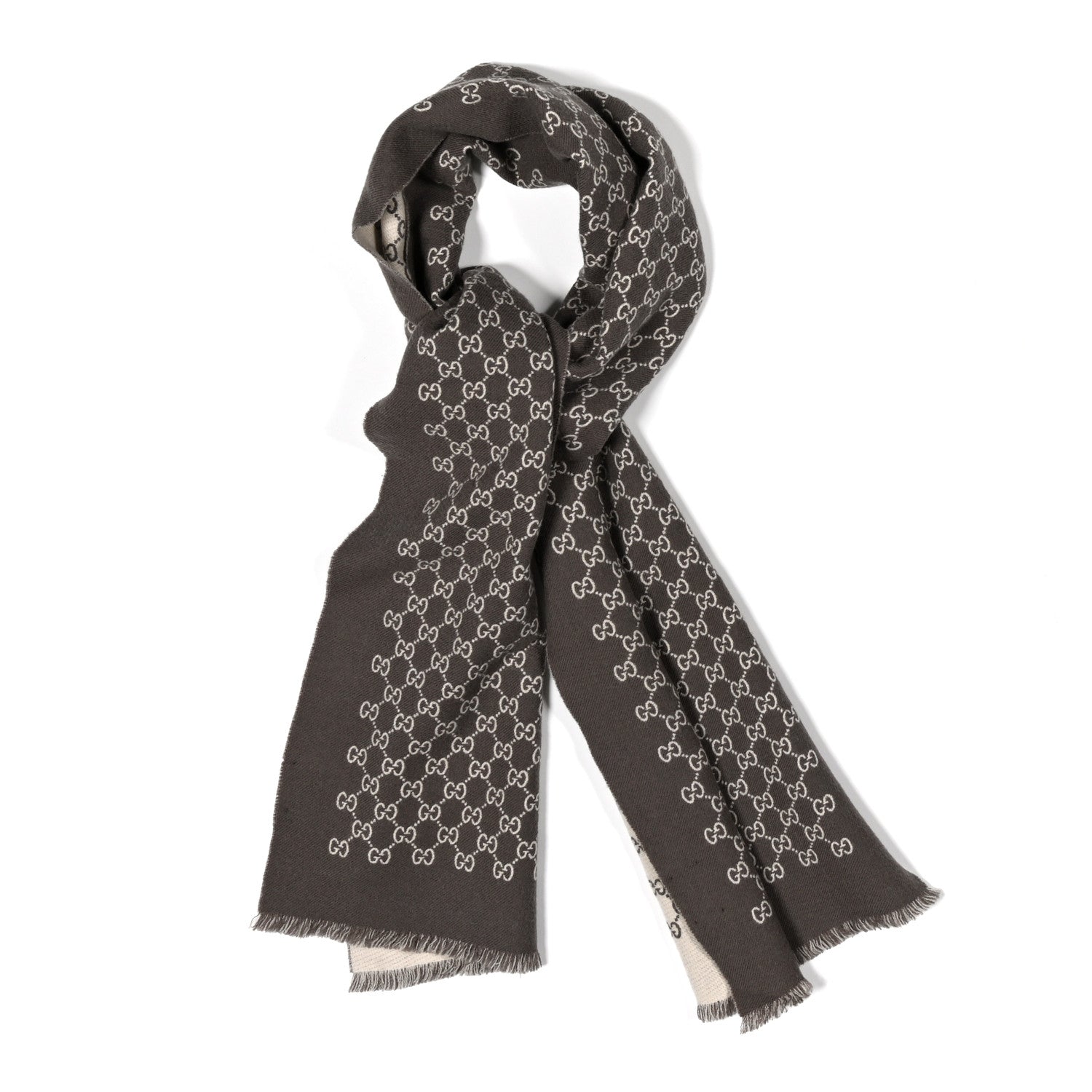 Wool GG Monogram Scarf Brown