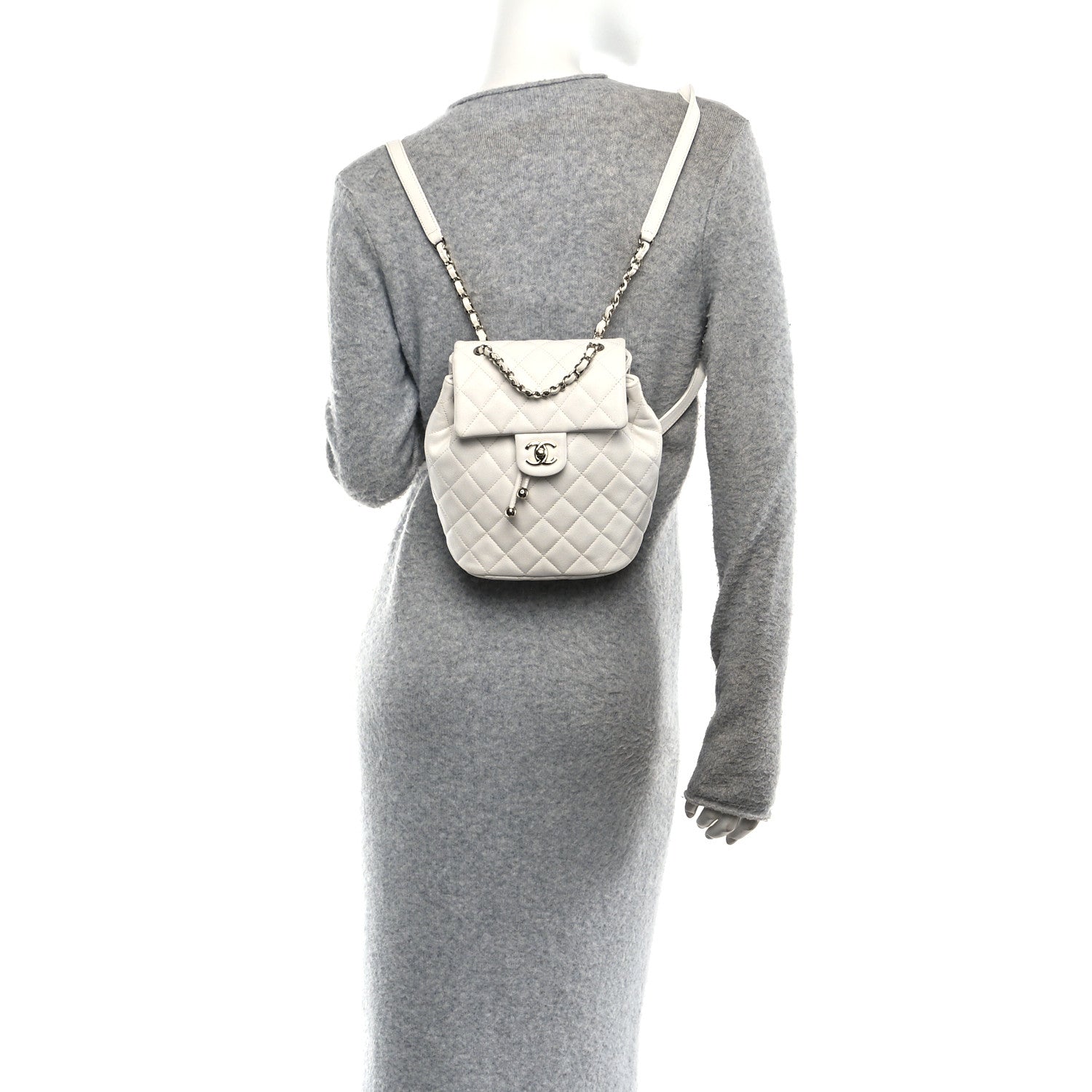 Caviar Quilted Mini Urban Spirit Backpack White
