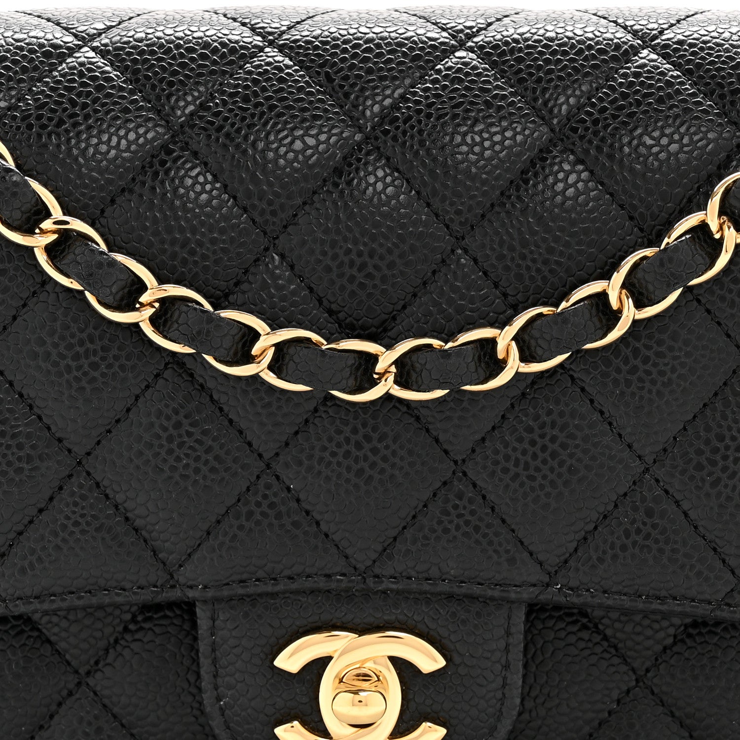 Caviar Quilted Medium Double Flap Black