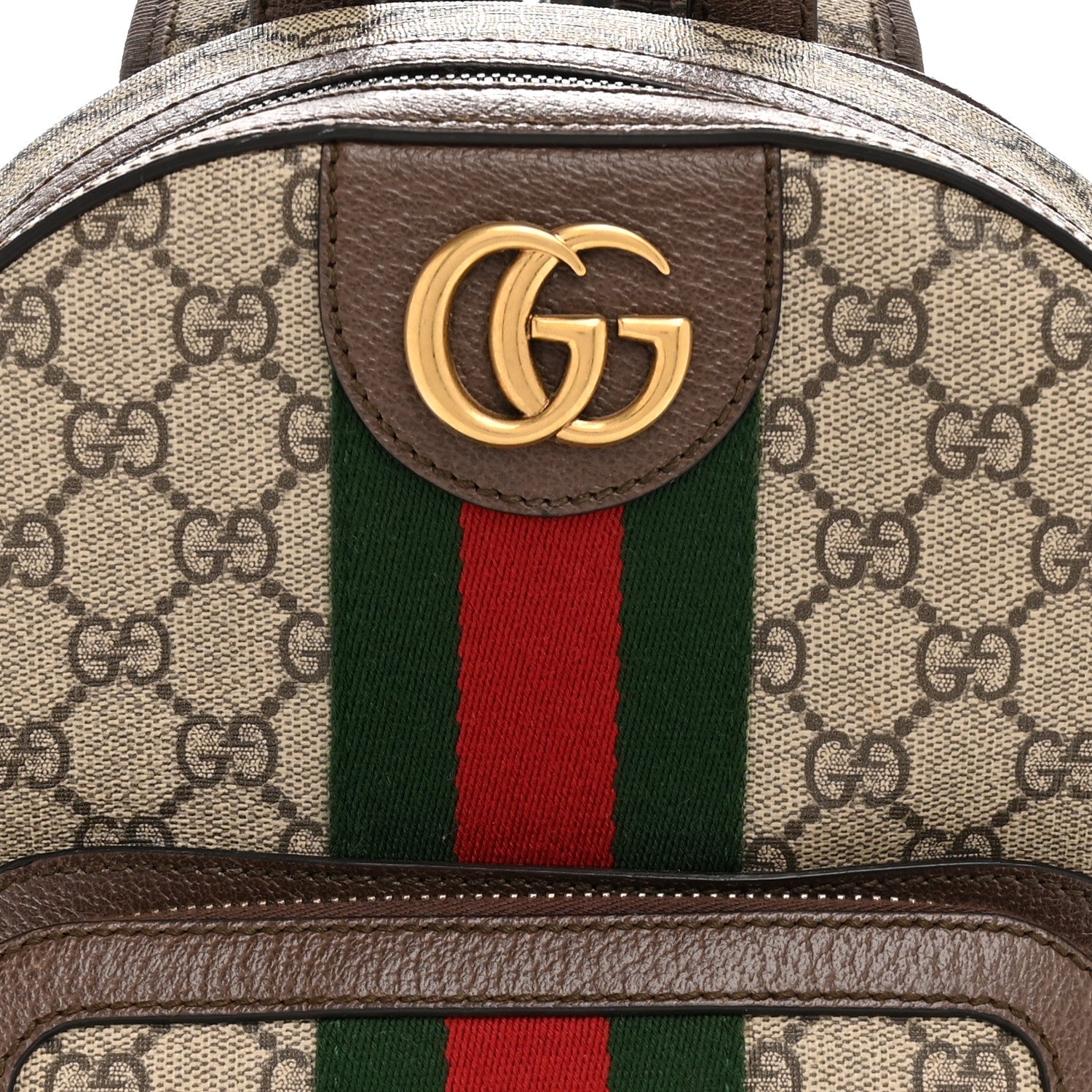 GG Supreme Monogram Calfskin Web Small Ophidia Day Backpack Beige Ebony New Acero