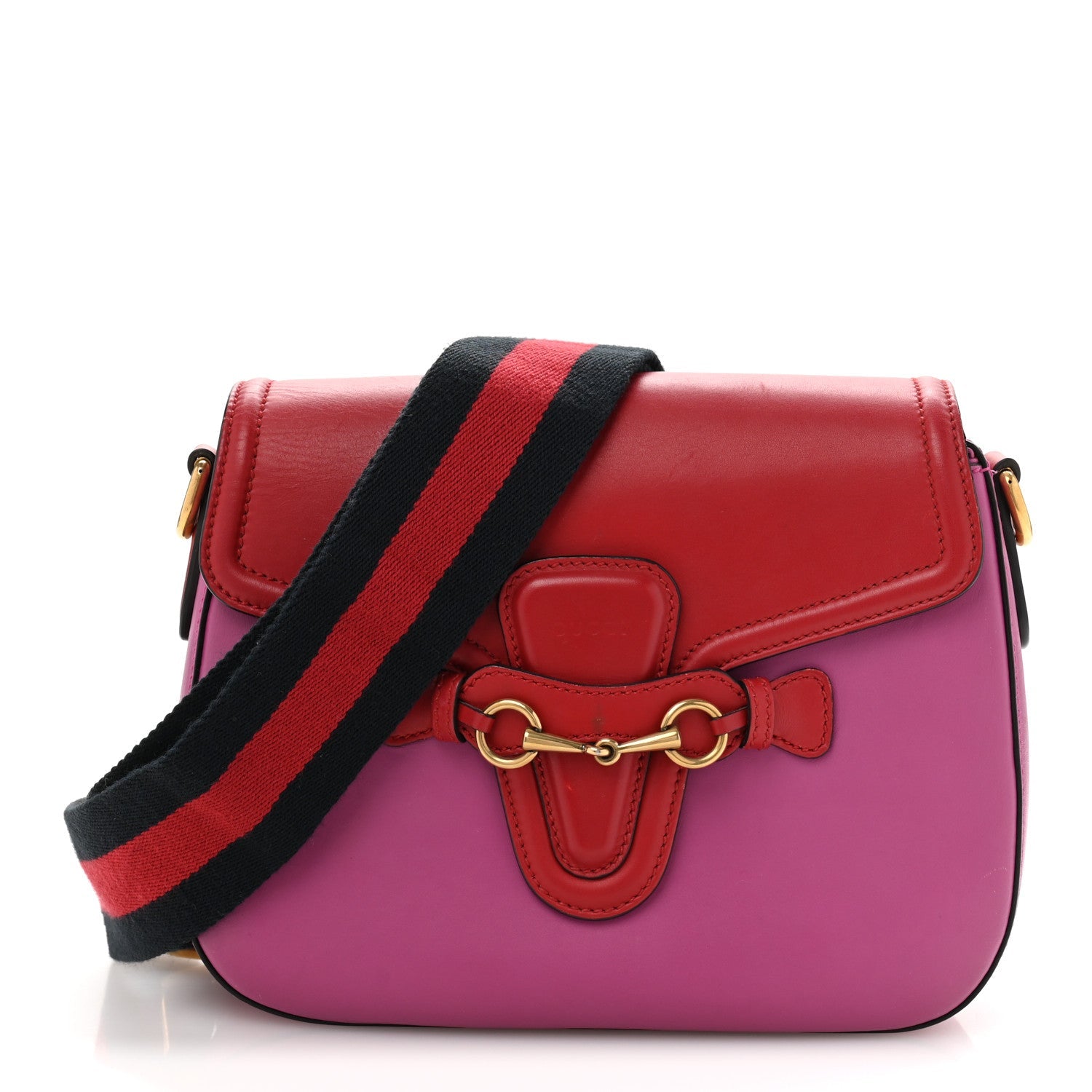 Calfskin Medium Lady Web Shoulder Bag New Rosette Hibiscus Red