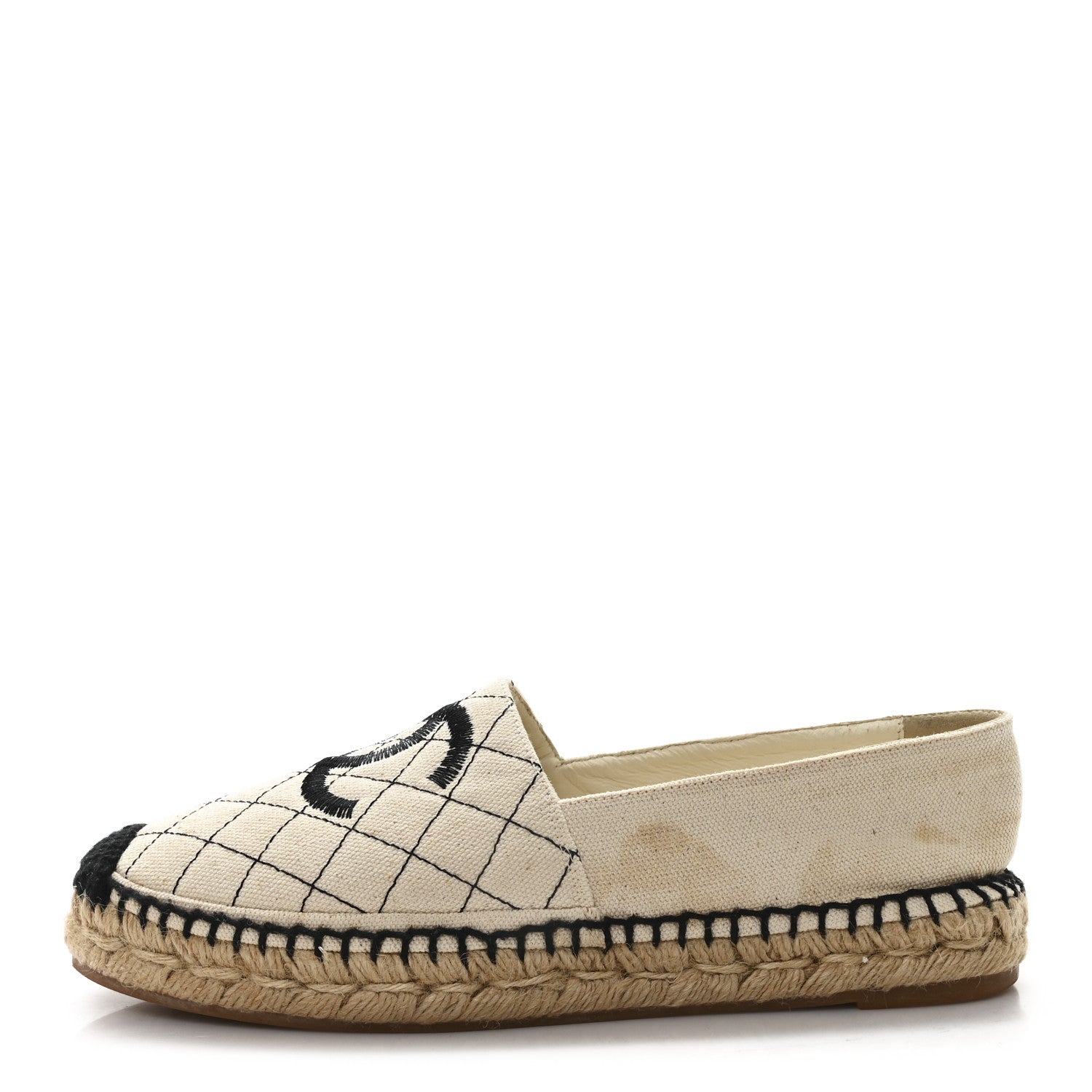 Fabric Biarritz CC Espadrilles 38 Beige Black