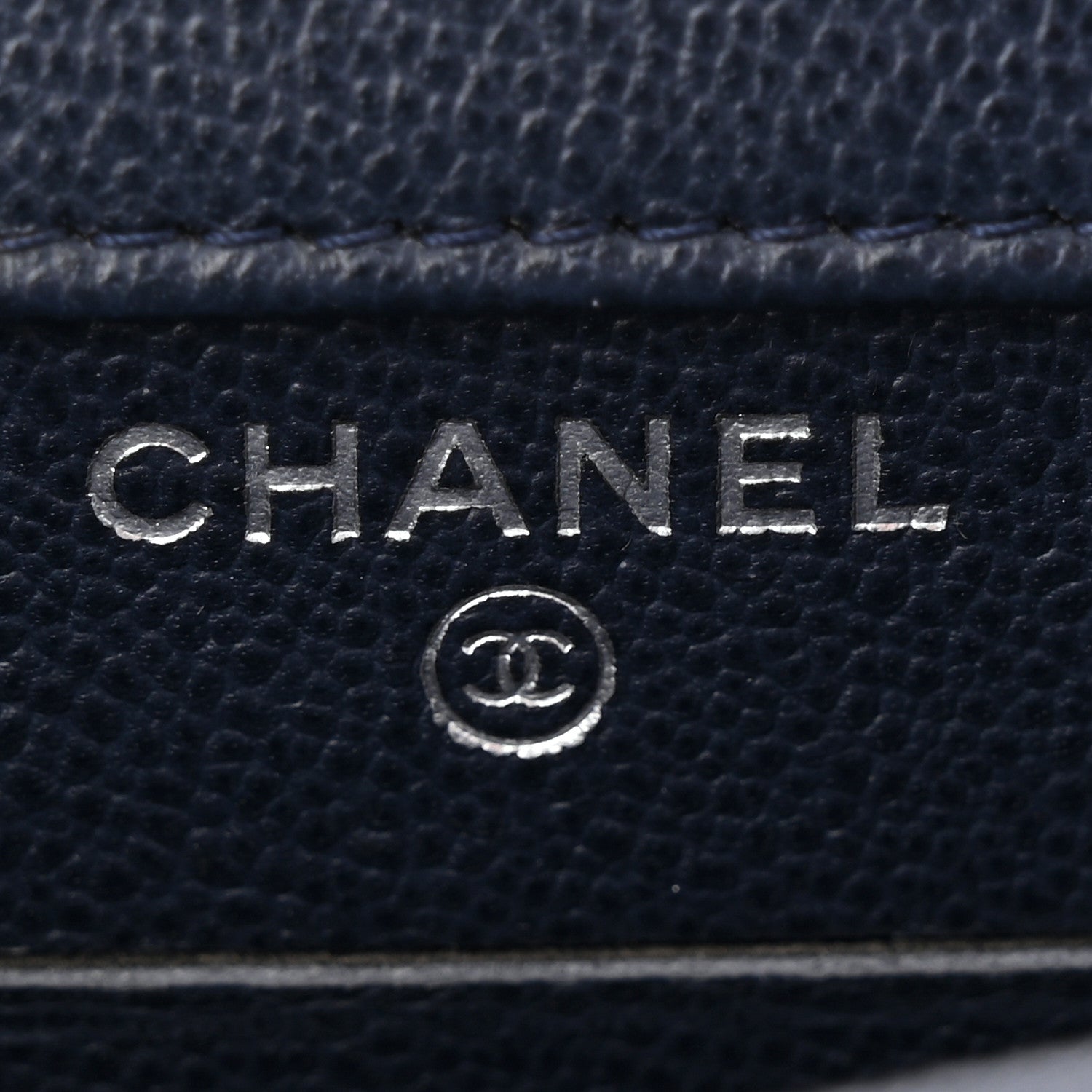 Grained Calfskin Quilted CC Box Clutch With Chain Navy