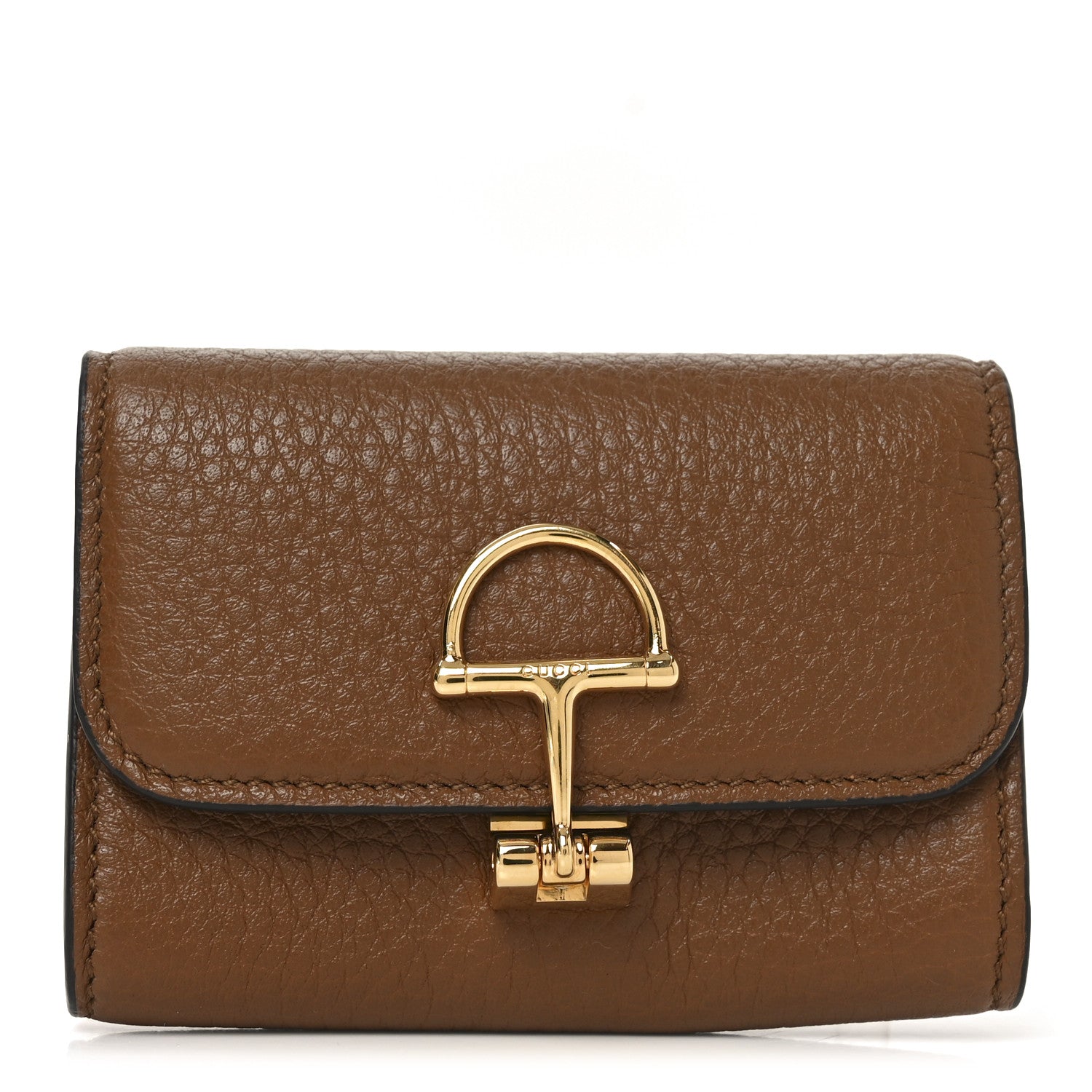 Grainy Calfskin Softbit Card Case Wallet Brown