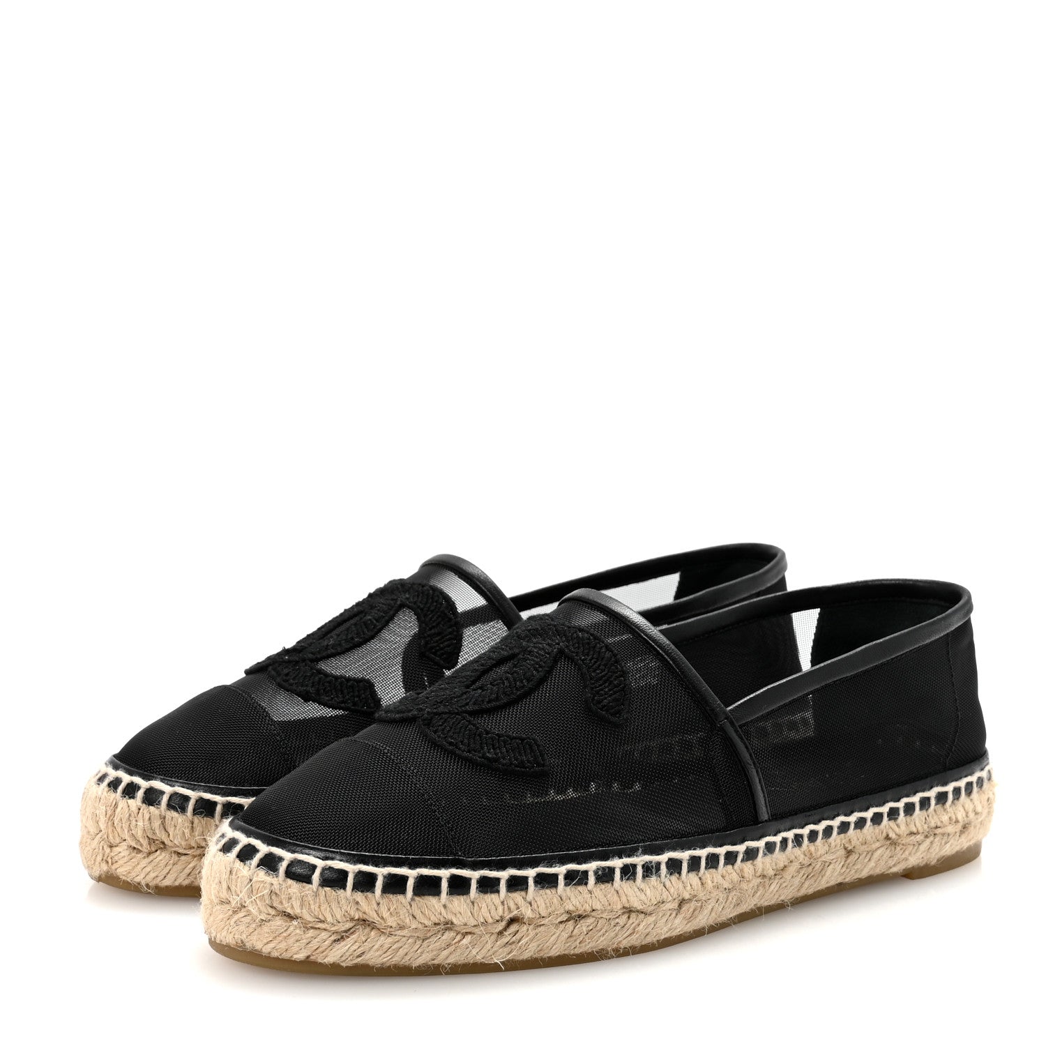 Mesh Grosgrain CC Espadrilles 36 Black