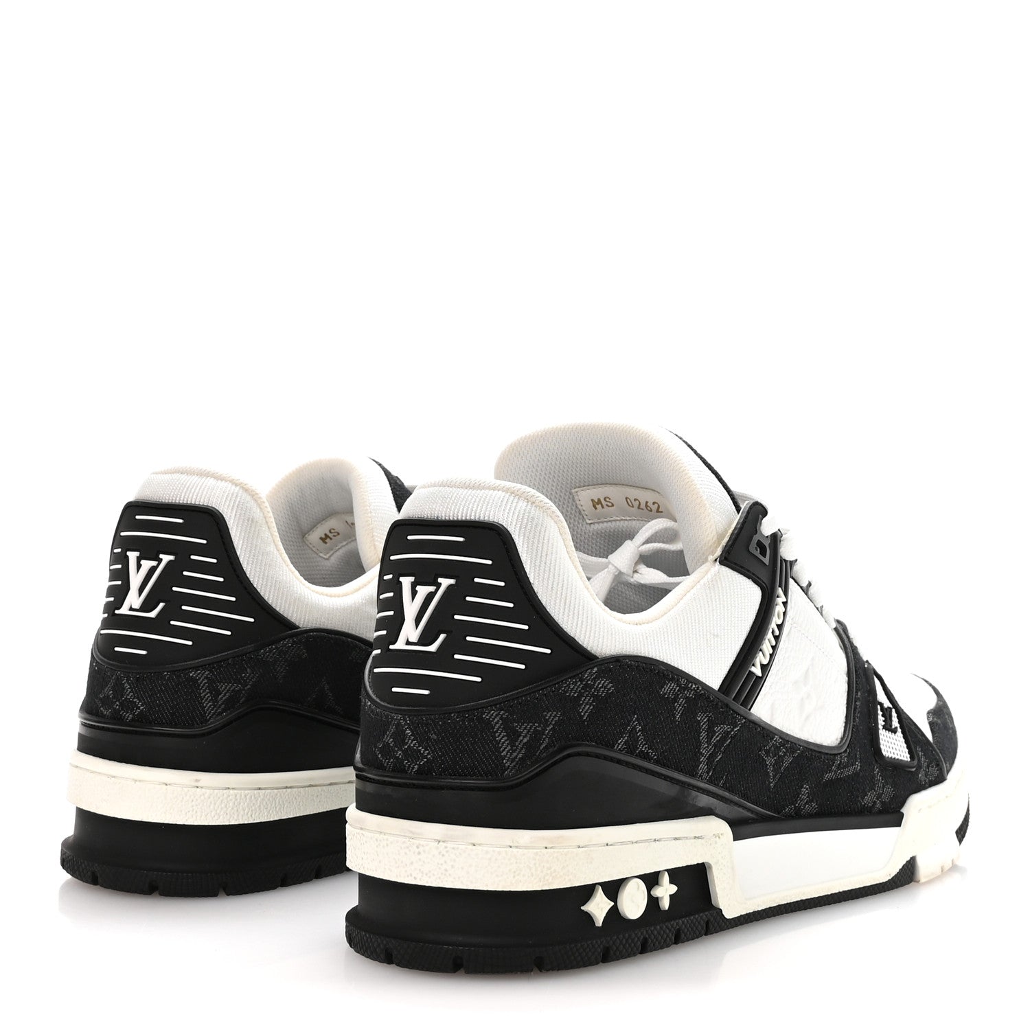 Calfskin Monogram Denim Mens LV Trainer Sneakers 8.5 Black
