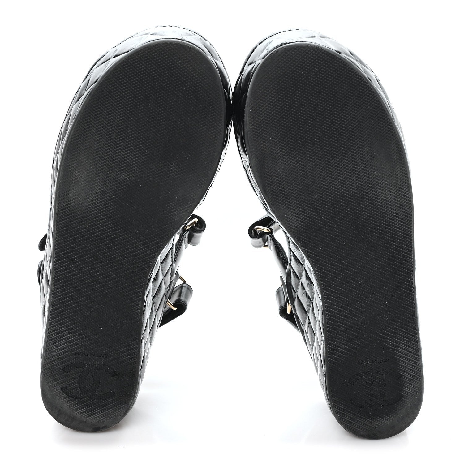 Shiny Calfskin Logo Platform Sandals 40 Black