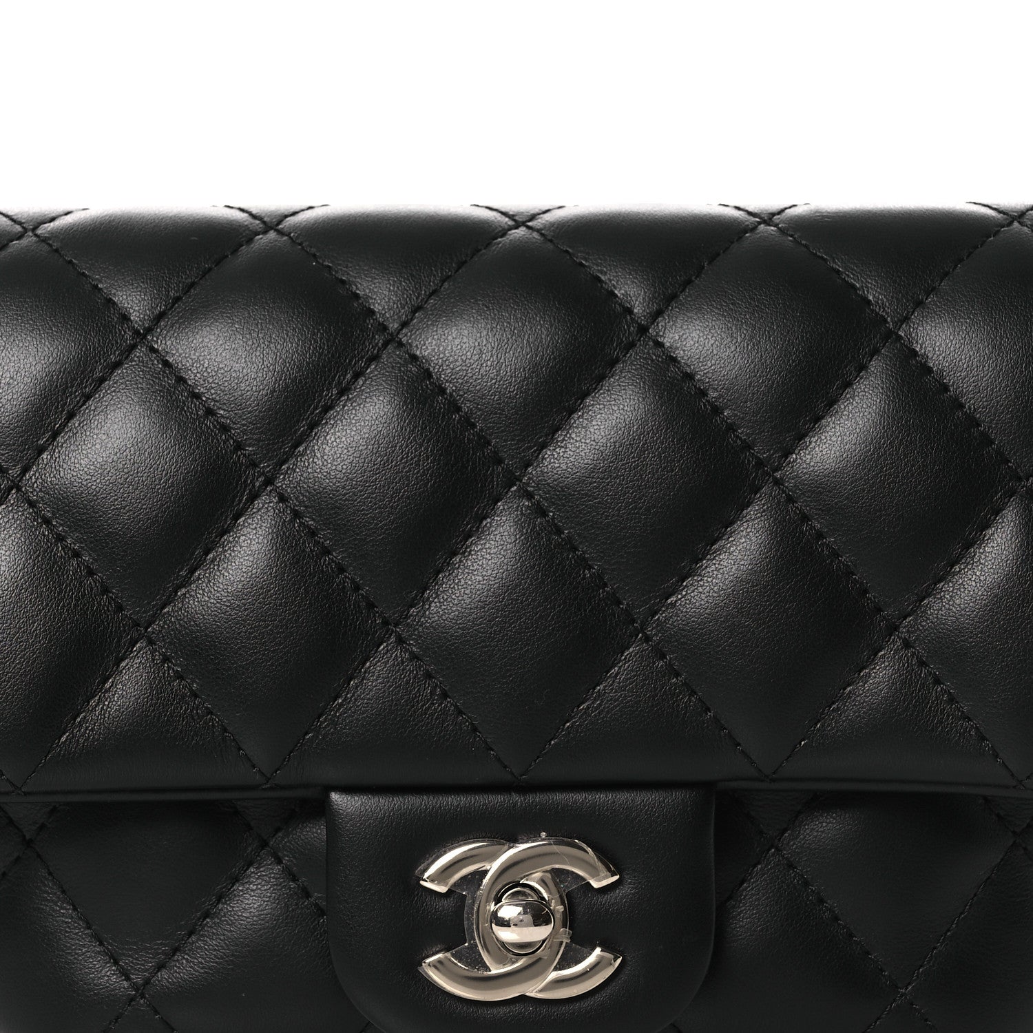 Calfskin Quilted CC Uniform Flap Belt Bag Black