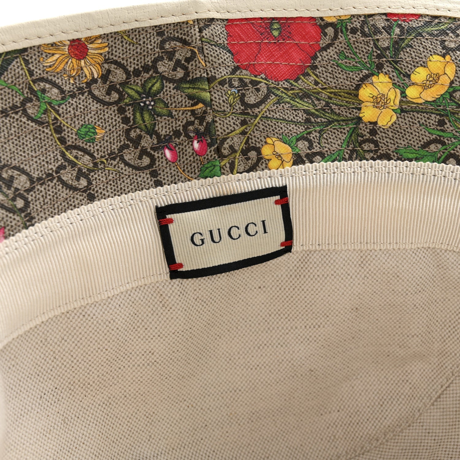 GG Supreme Monogram Flora Fedora Hat L White