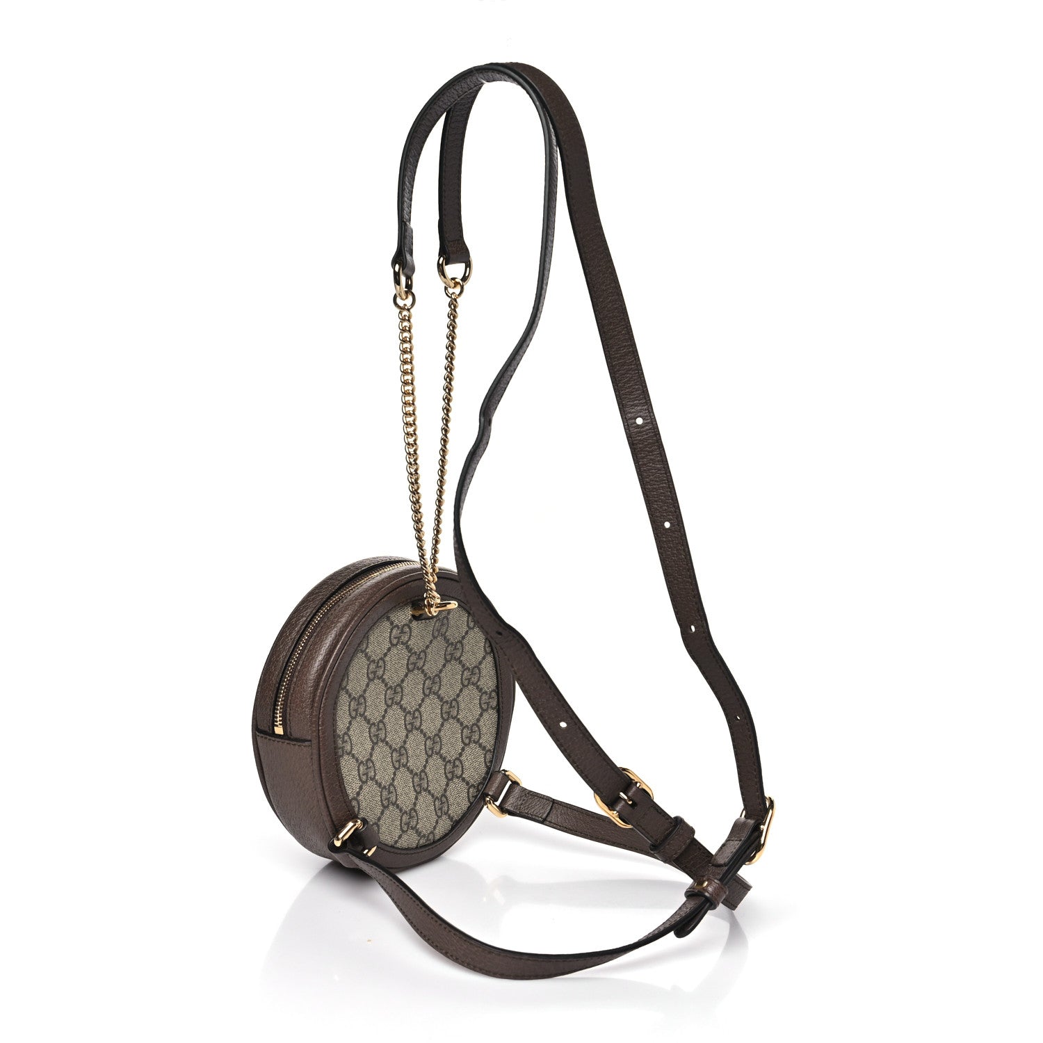 GG Supreme Monogram Web Mini Ophidia Round Backpack Brown
