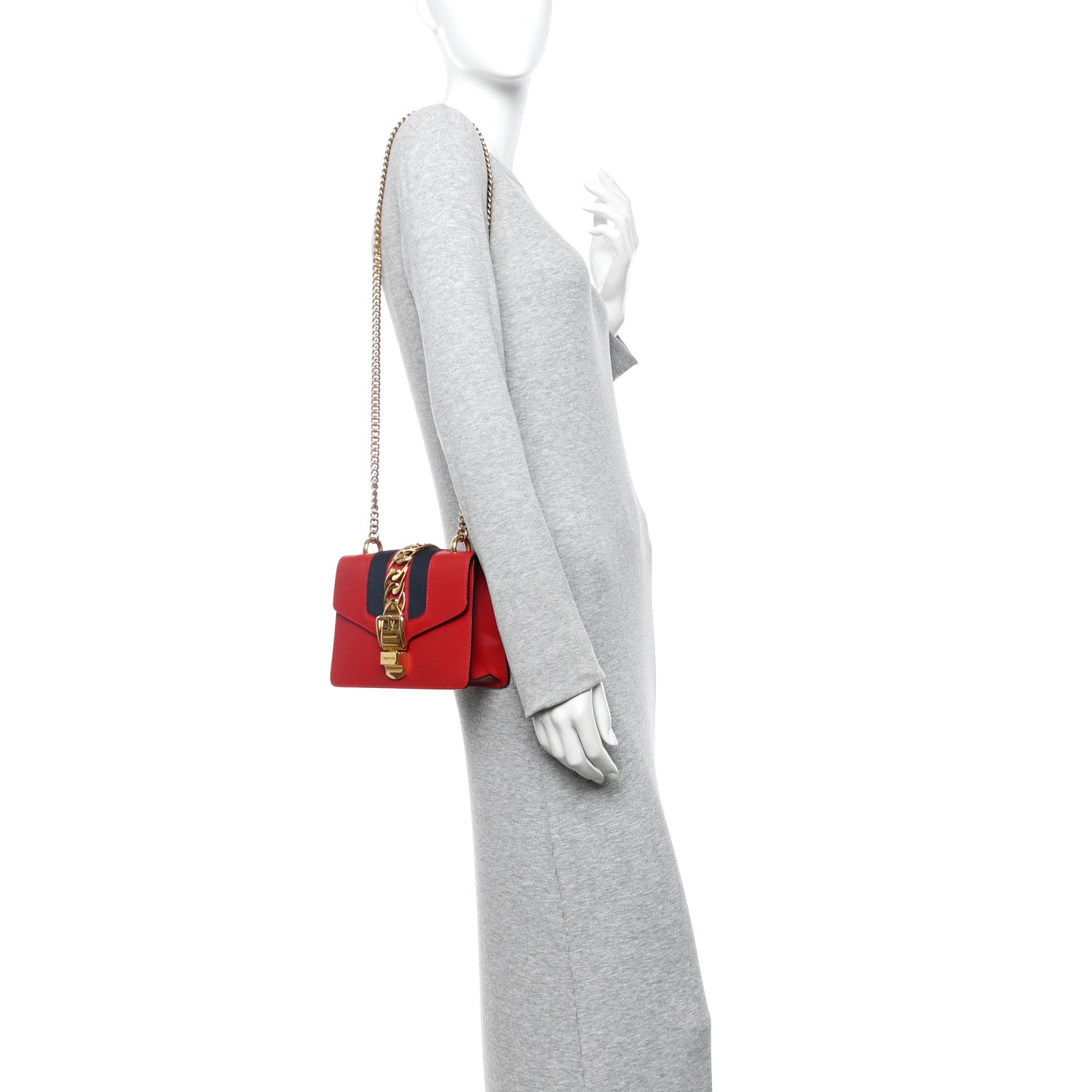 Calfskin Mini Sylvie Chain Shoulder Bag Hibiscus Red