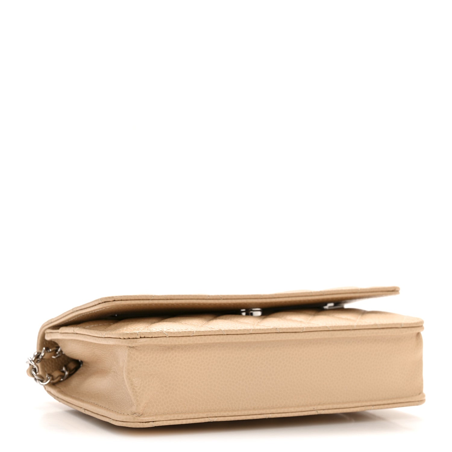 Caviar Quilted Wallet on Chain WOC Beige