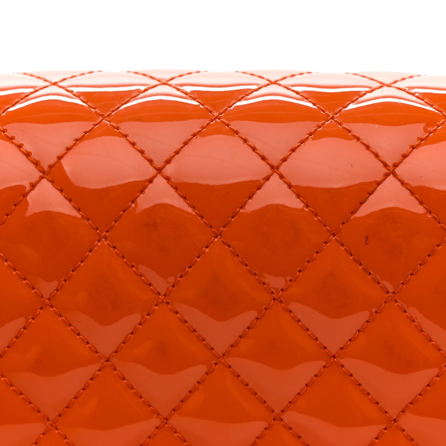 Patent Calfskin Quilted Small Plexiglass Boy Flap Orange