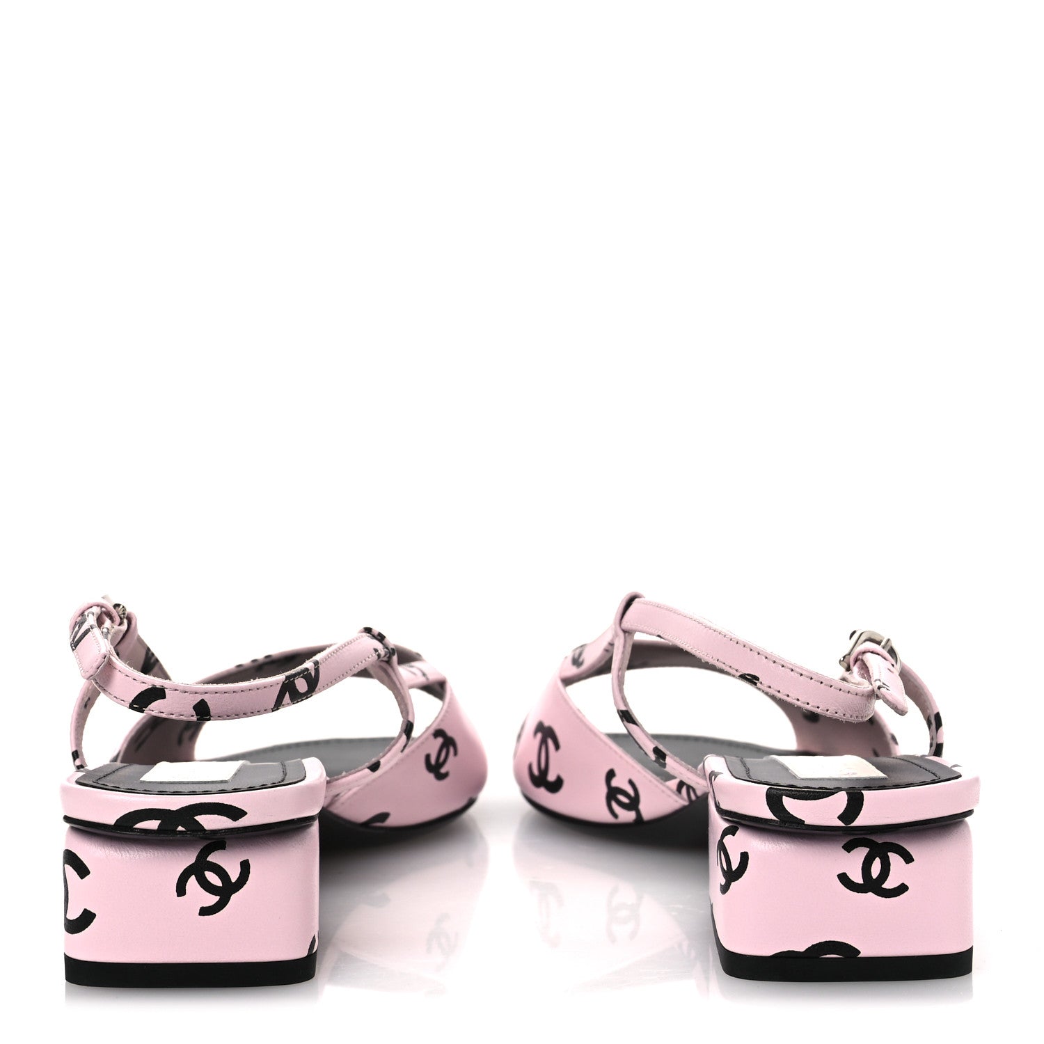 Printed Lambskin Coco Beach Sligback Sandals 40 Light Pink Black