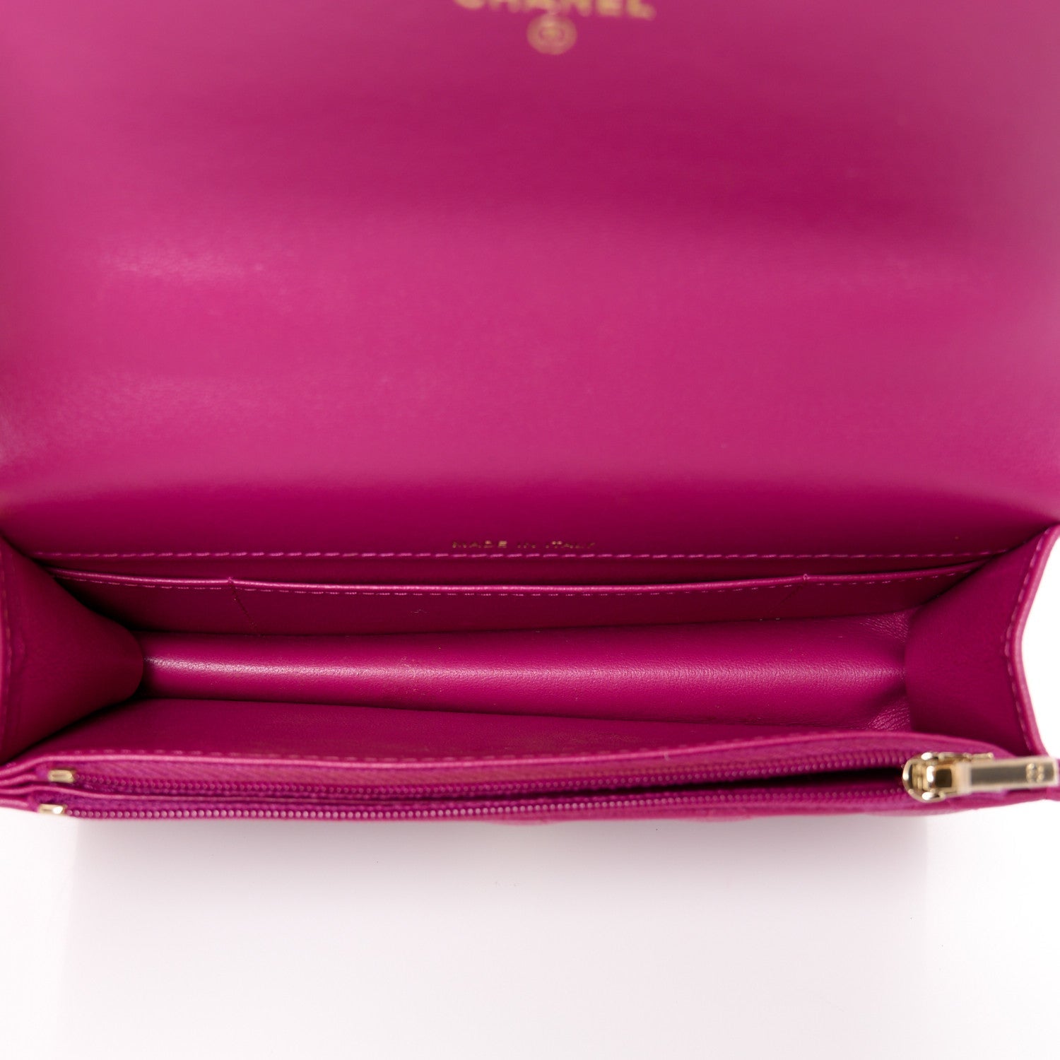Lambskin Quilted Flap Phone Holder With Chain Fuchsia