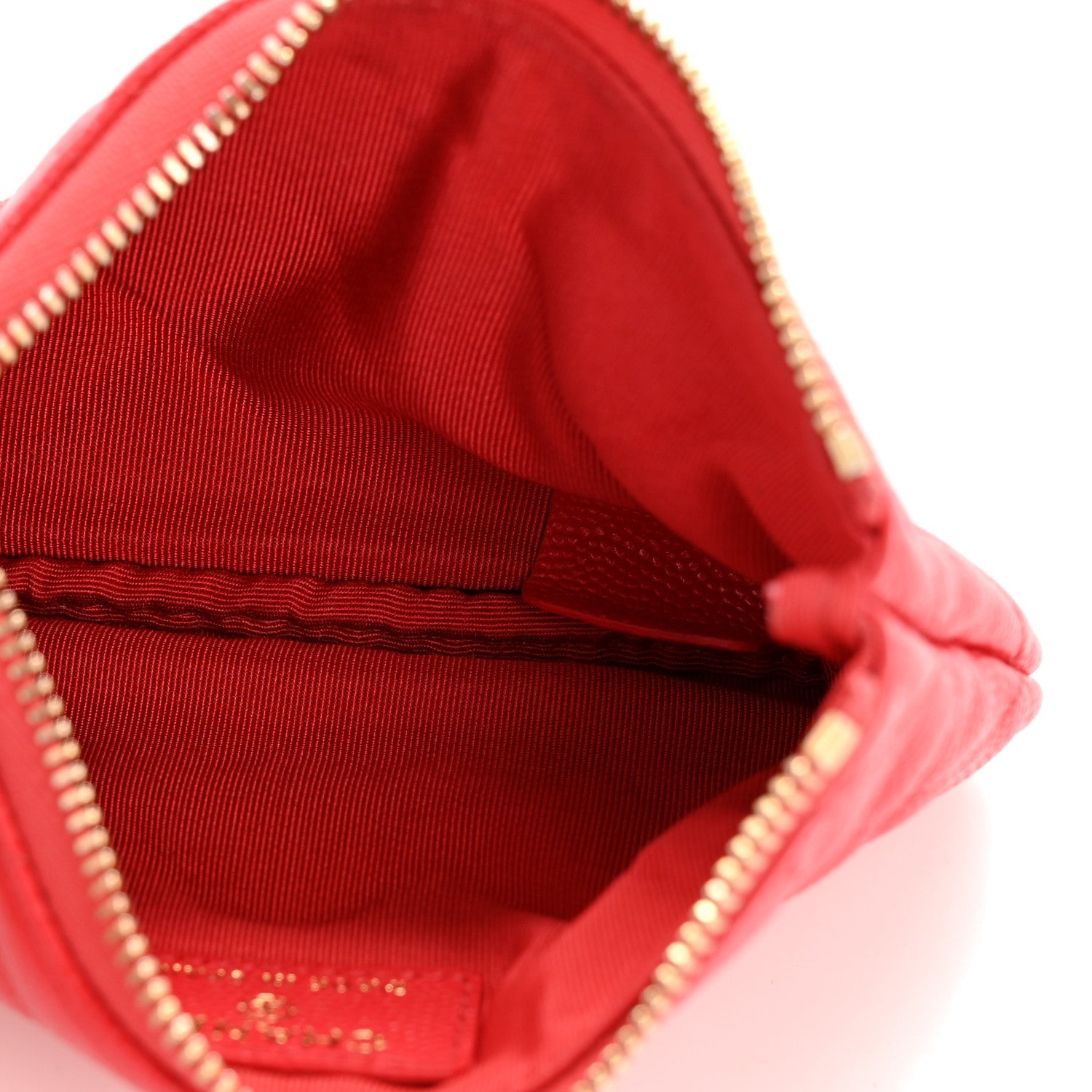 Caviar Quilted Small Cosmetic Case Dark Pink