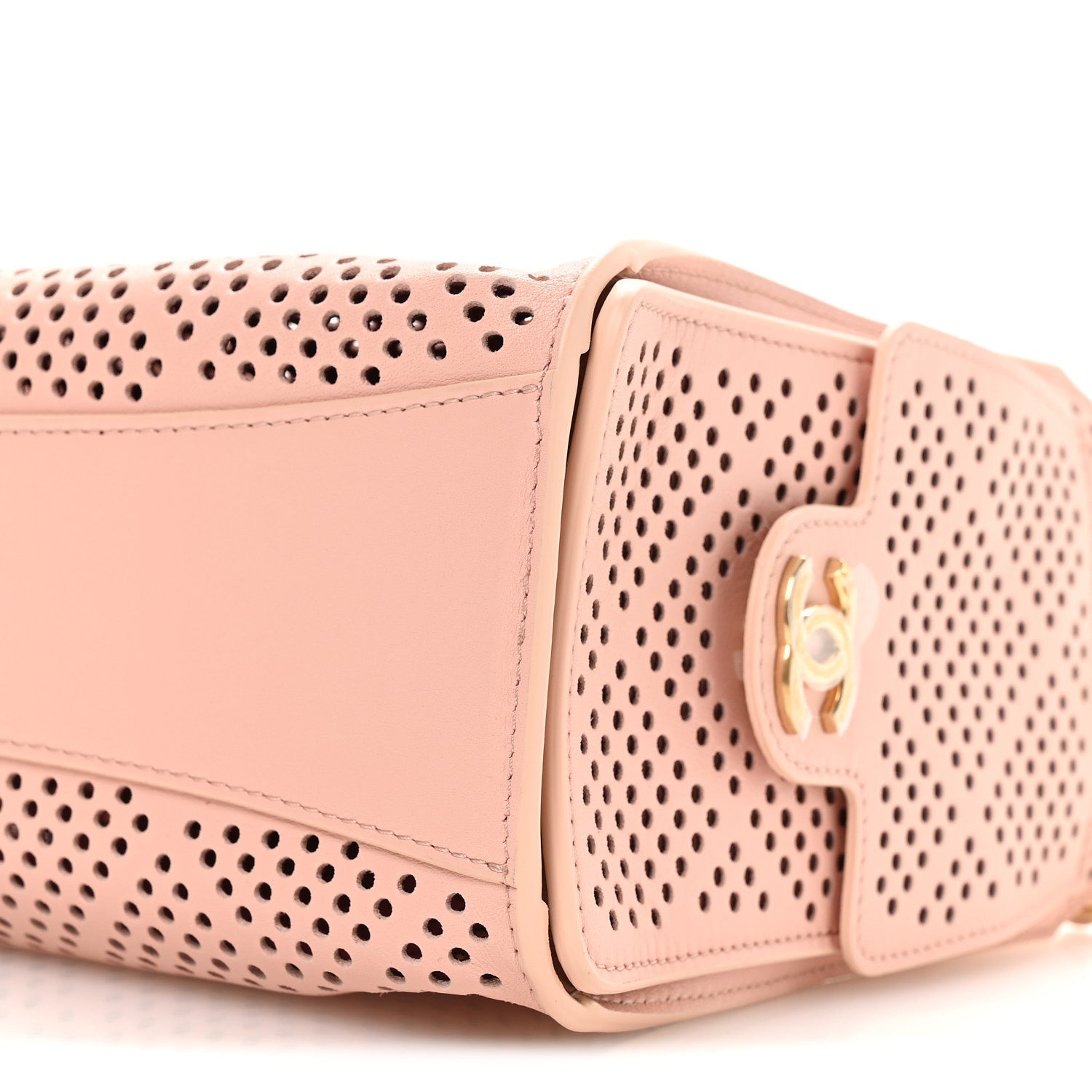 Perforated Calfskin Quilted Mini Chanel 25 Handbag Light Pink