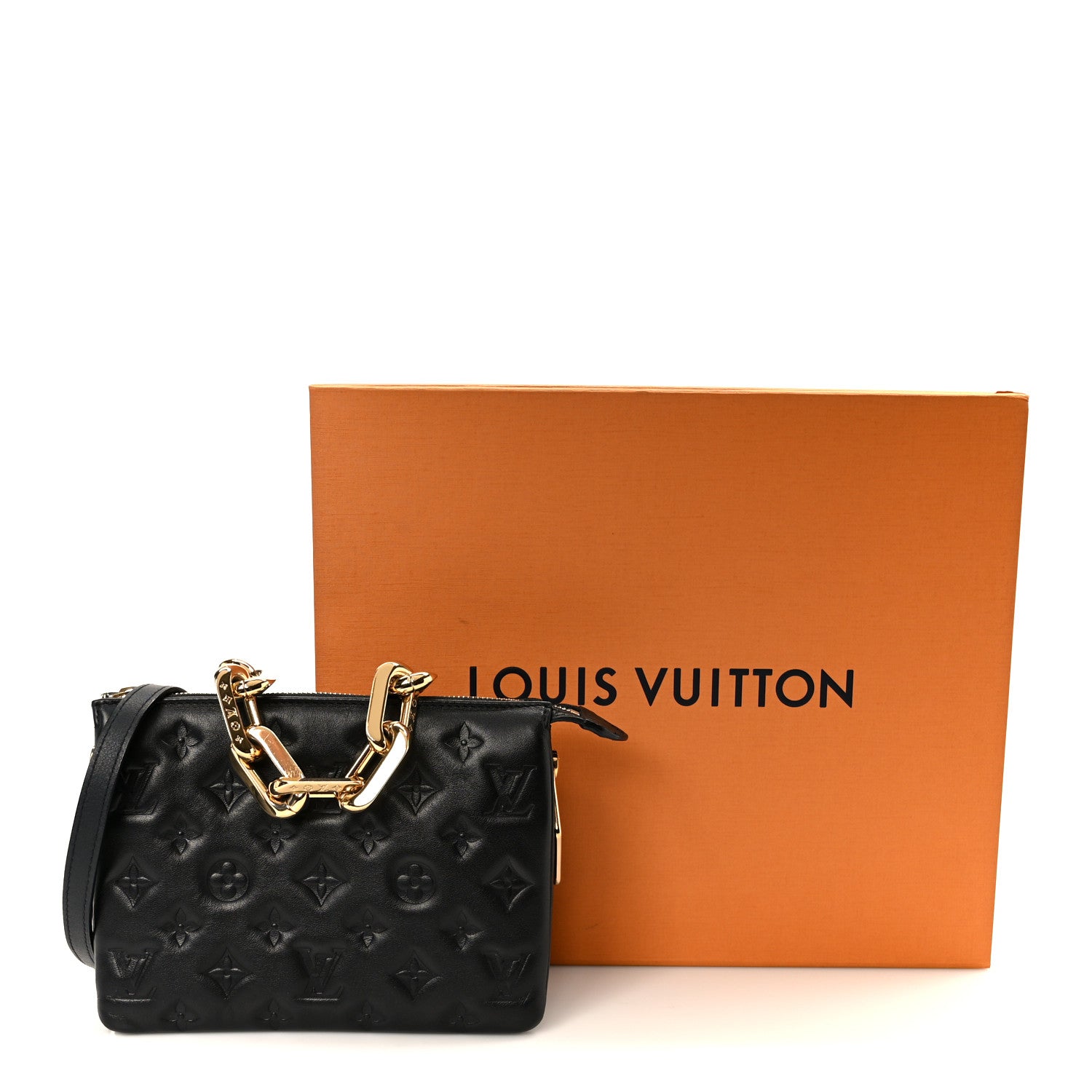 Lambskin Embossed Monogram Coussin BB Black