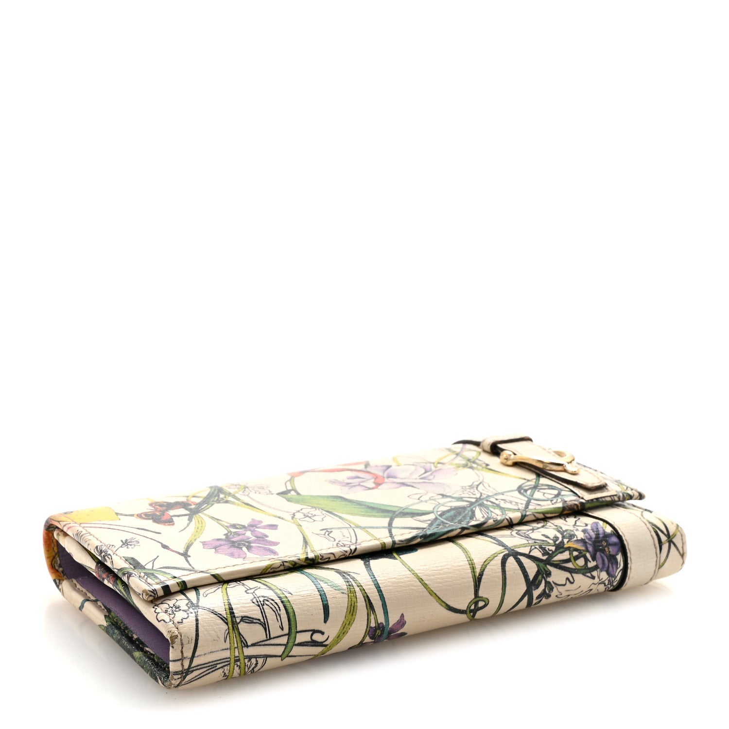 Calfskin Flora Nice Wallet White