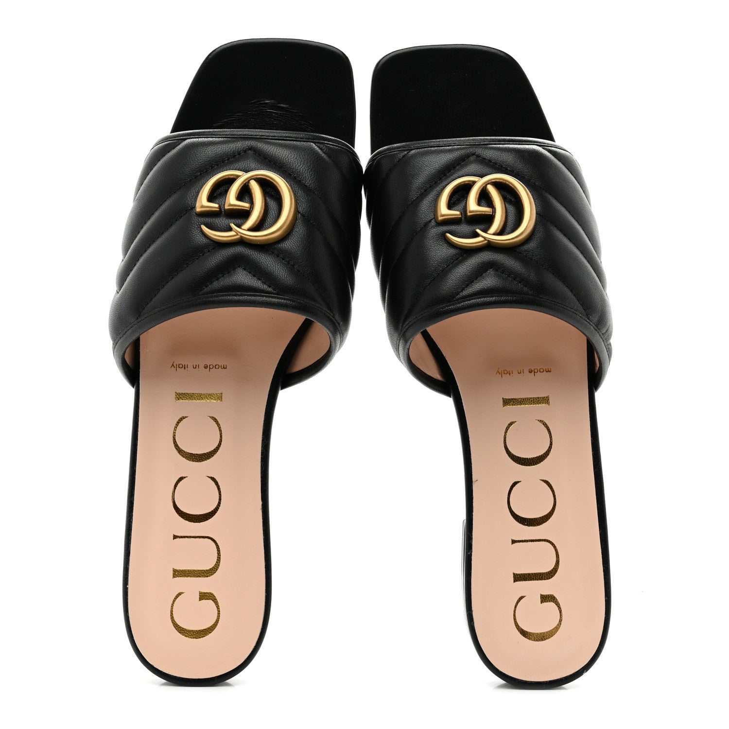 Nappa Matelasse GG Marmont Flat Slide Sandals 40 Black