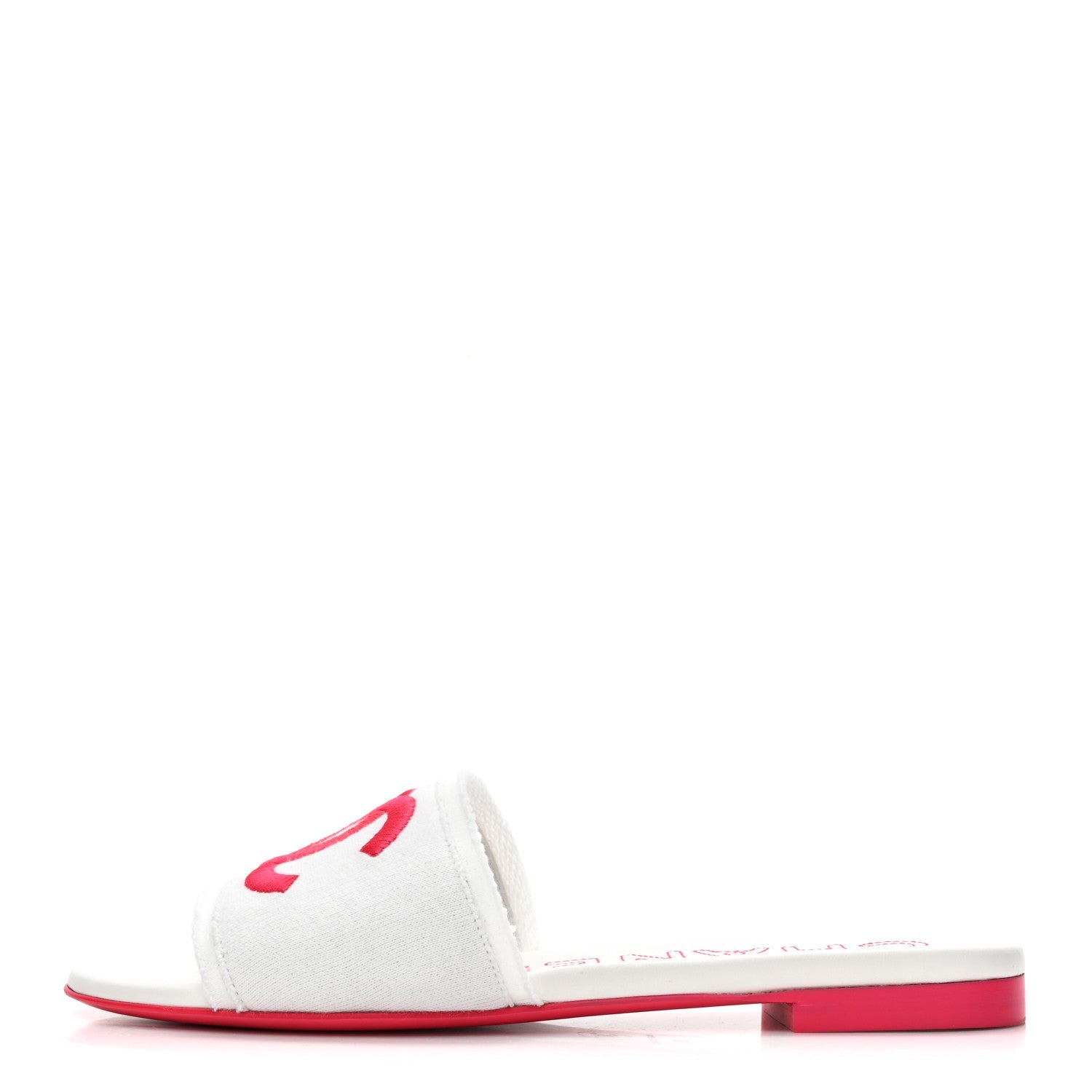 Jersey Knit CC Mules 39 White Fuchsia