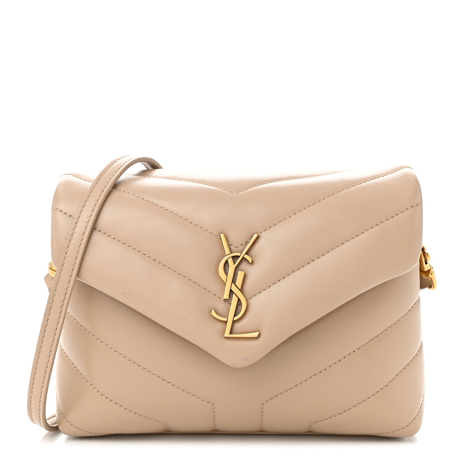 Calfskin Y Quilted Monogram Toy Loulou Crossbody Bag Dark Beige