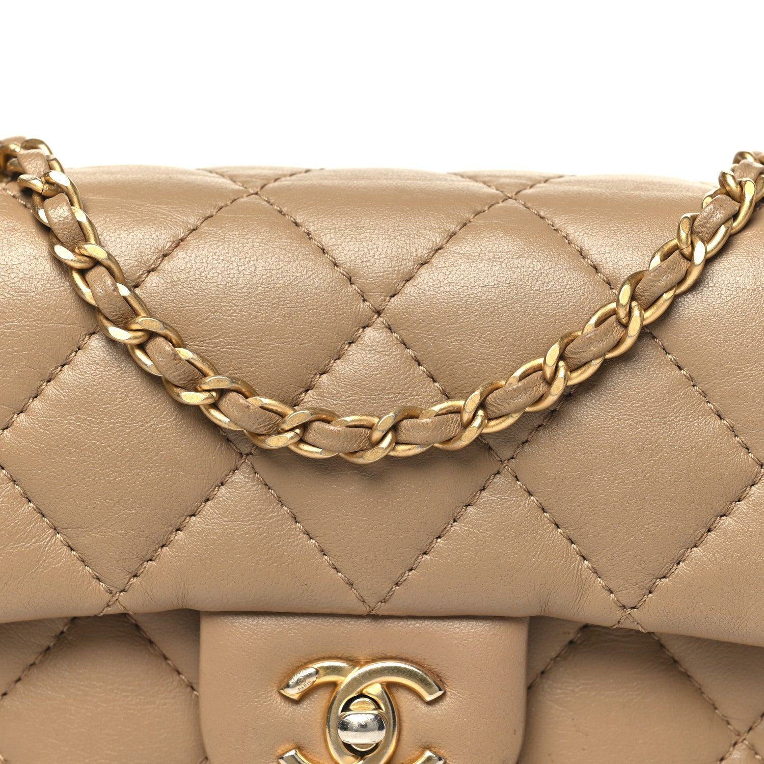 Lambskin Quilted Mini Heart Charms Flap Beige