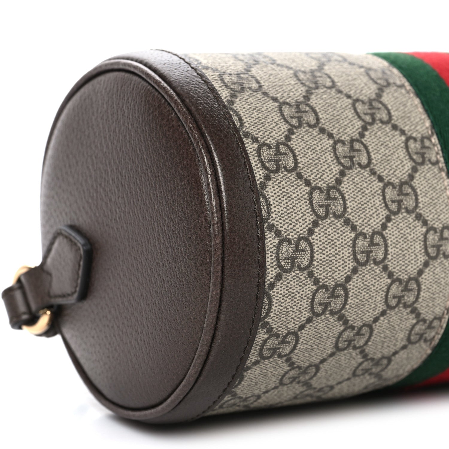 GG Supreme Monogram Textured Dollar Calfskin Web Small Ophidia Blondie Barrel shoulder Bag Beige New Acero