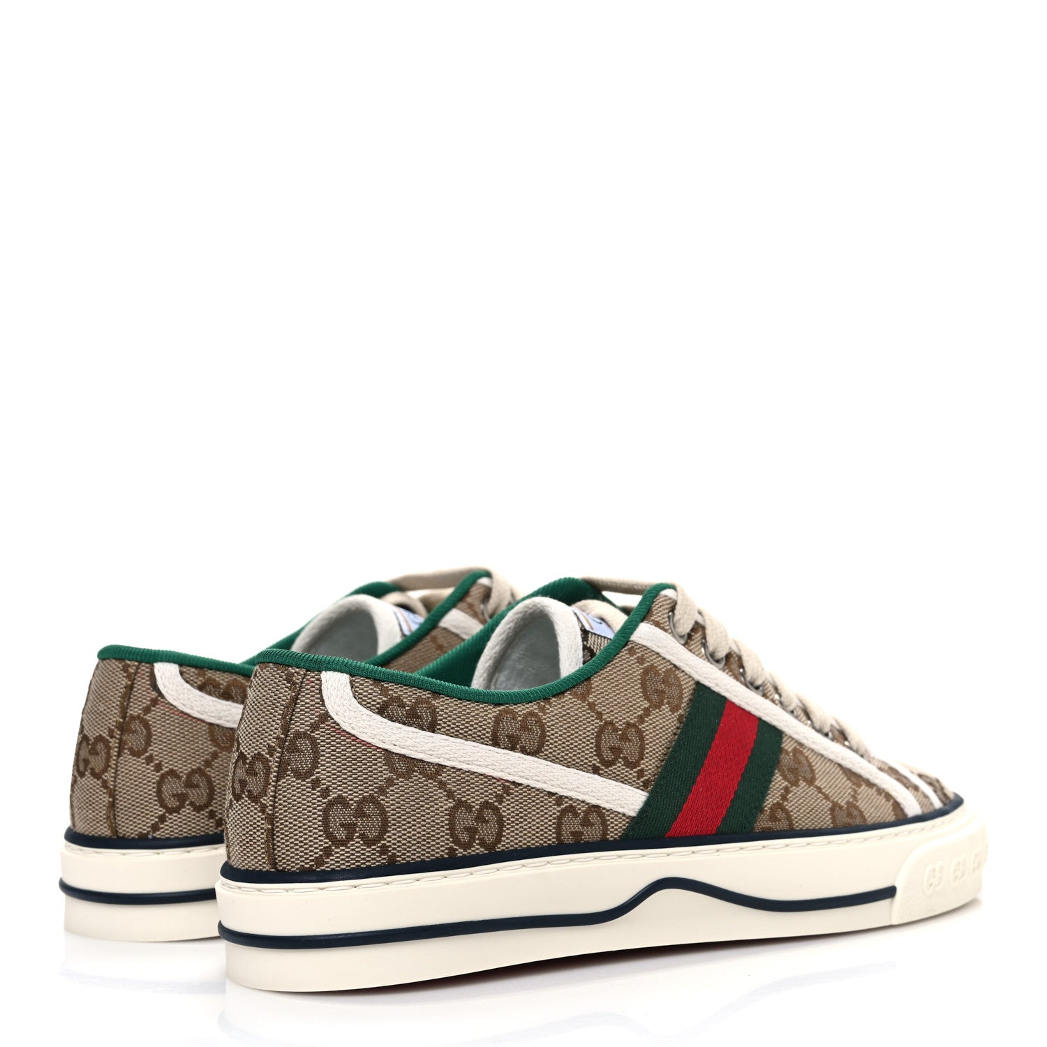 GG Monogram Web Womens 1977 Tennis Sneakers 37 Beige Ebony Mystic White