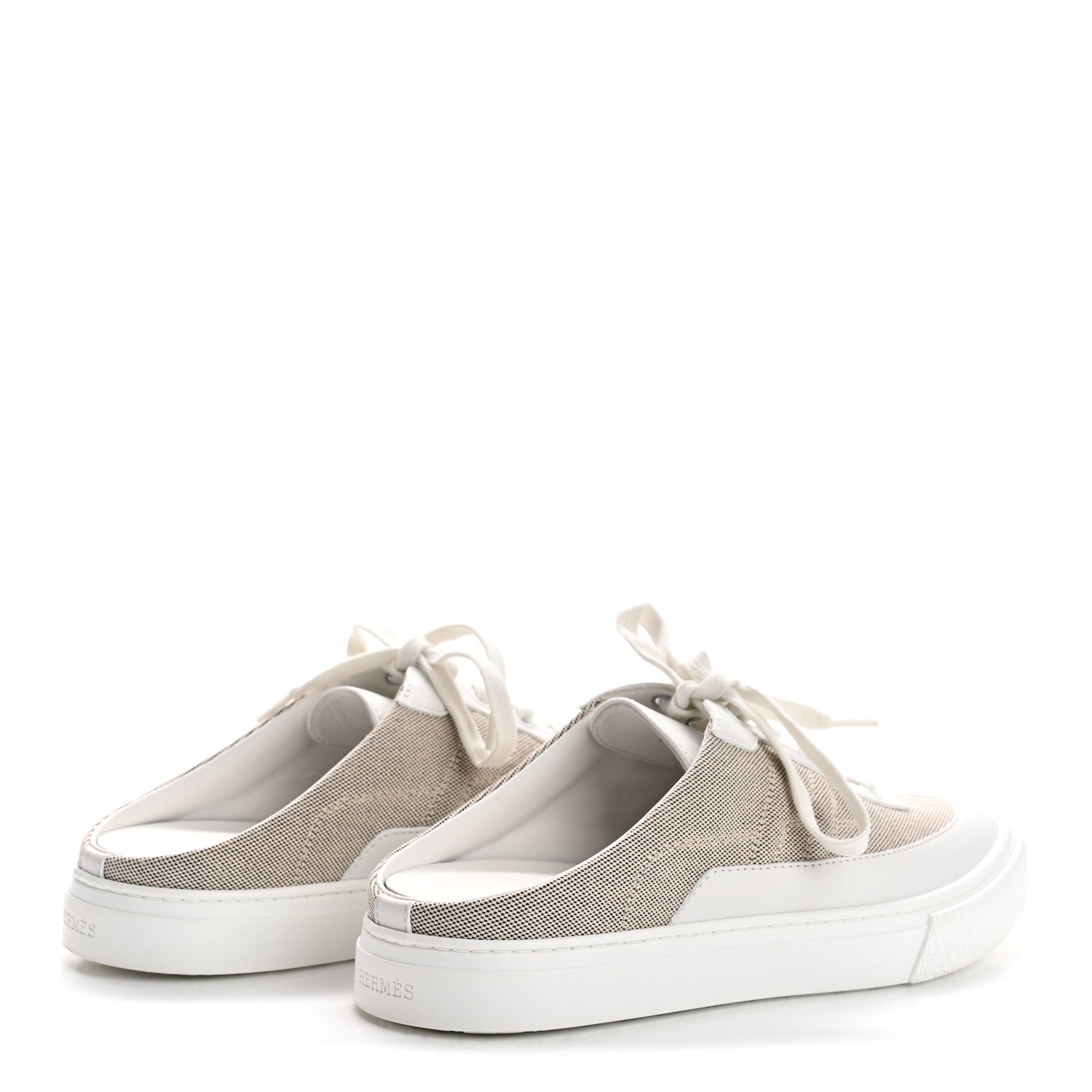 Calfskin H Canvas Keep Mule Sneakers 39 Prunoir White