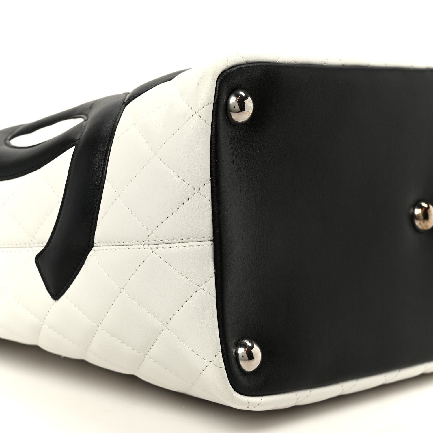 Calfskin Quilted Large Cambon Tote White Black