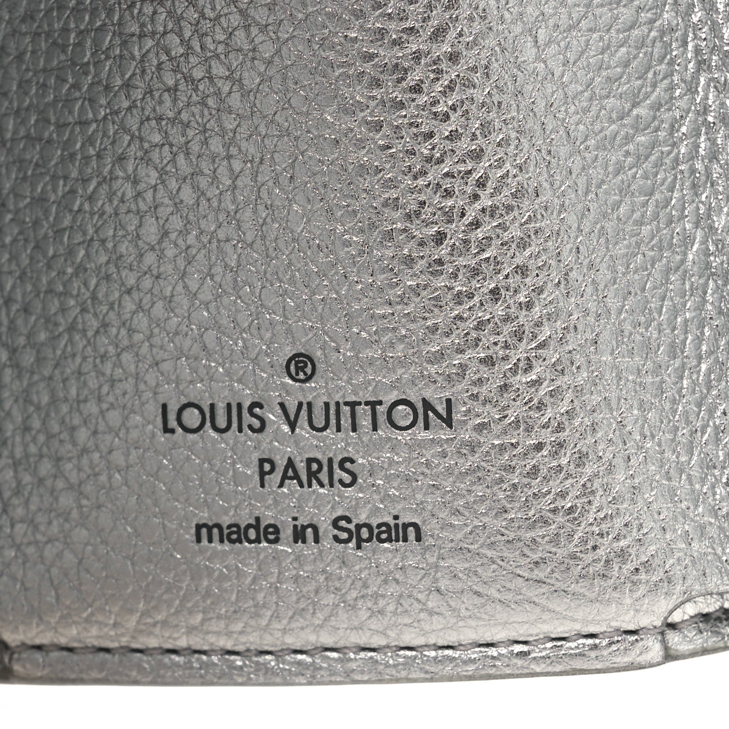 Metallic Calfskin Lockmini Wallet Silver