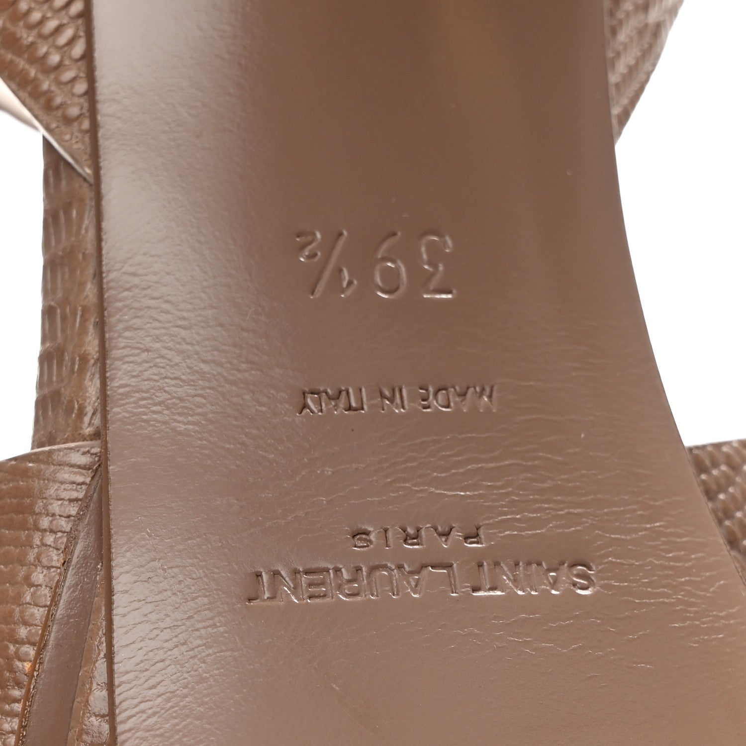Calfskin Embossed Crocodile Tribute 75 Platform Sandals 39.5 Beige