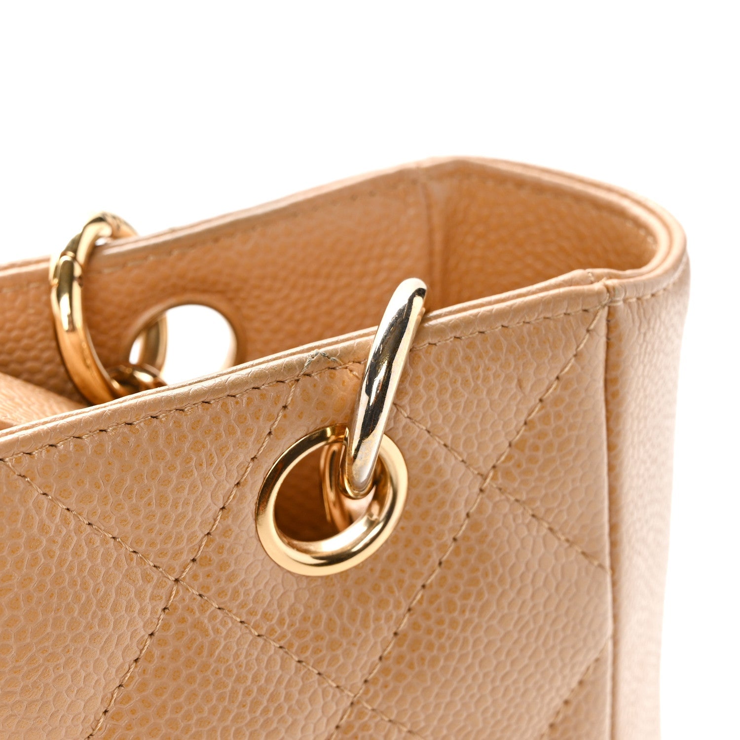 Caviar Quilted Petit Shopping Tote PST Dark Beige