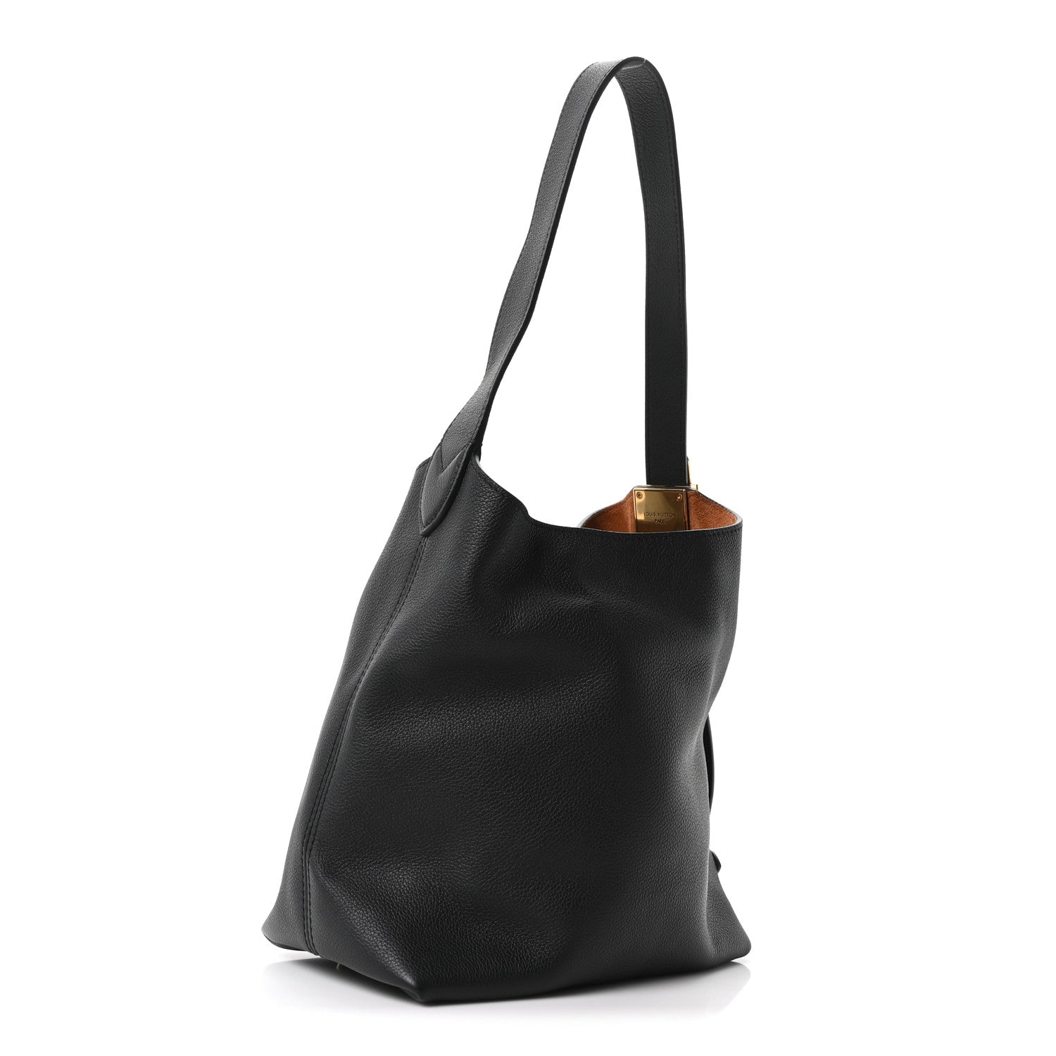 Grained Calfskin Low Key Hobo PM Black