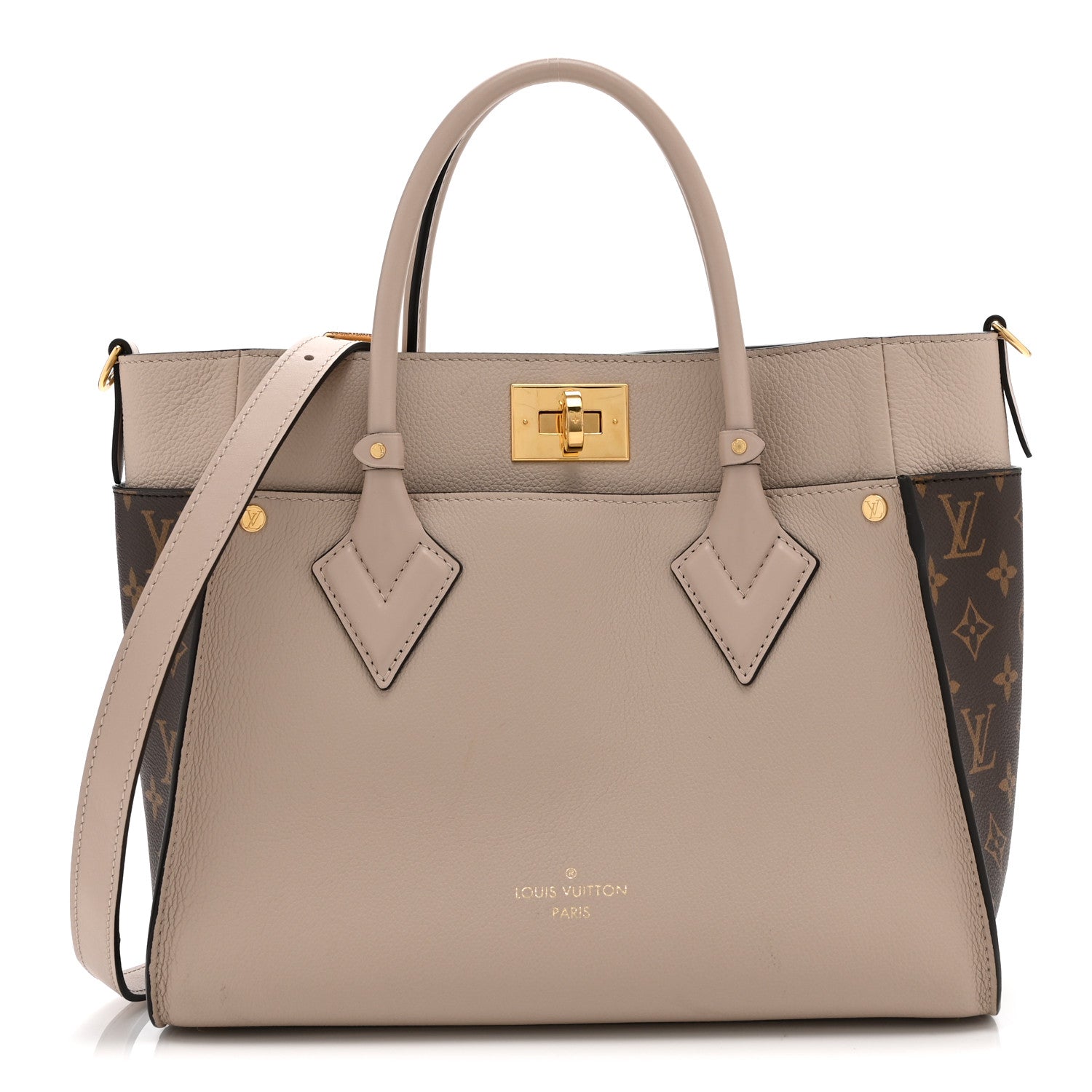 Calfskin Monogram On My Side MM Greige