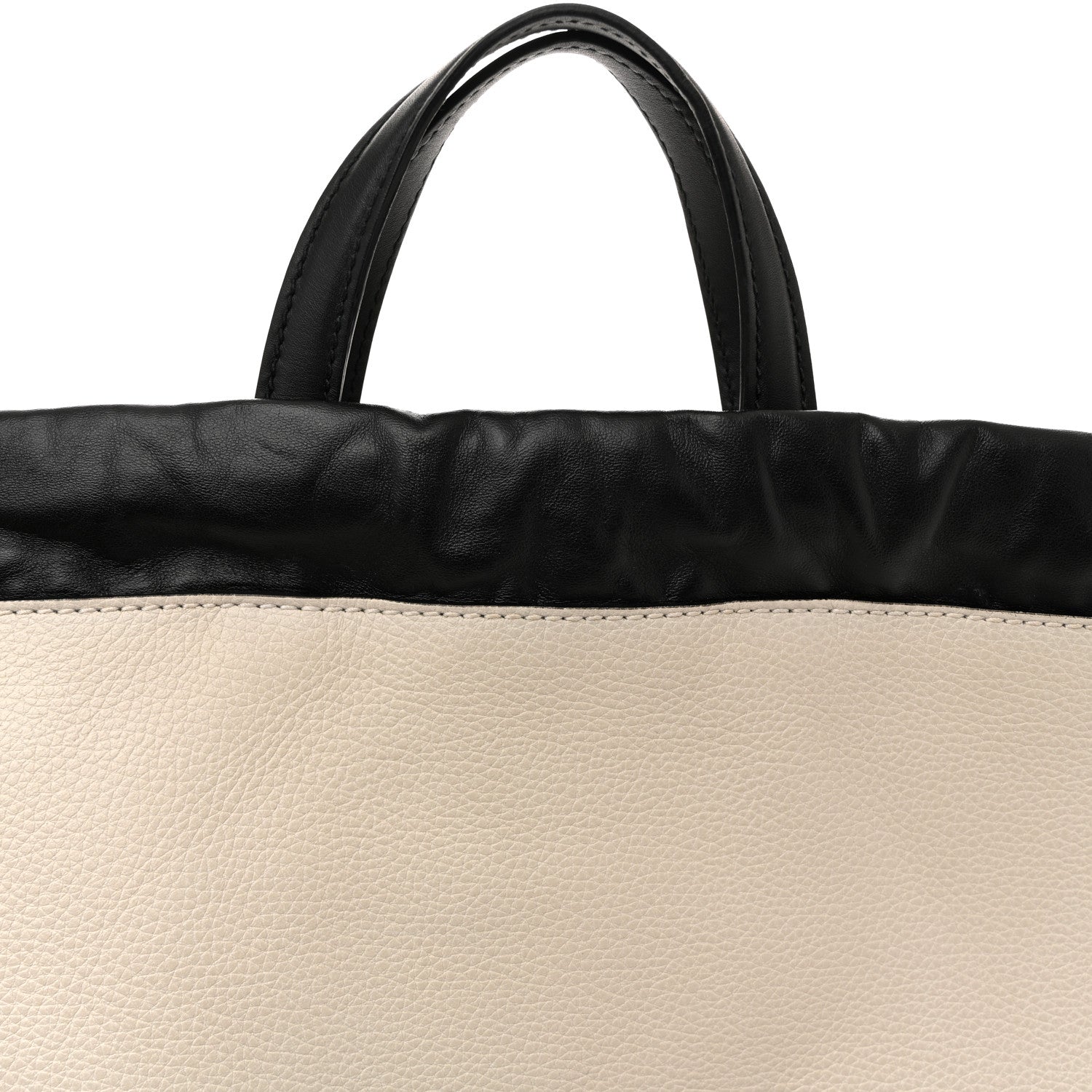 Calfskin Logo Drawstring Backpack Mystic White
