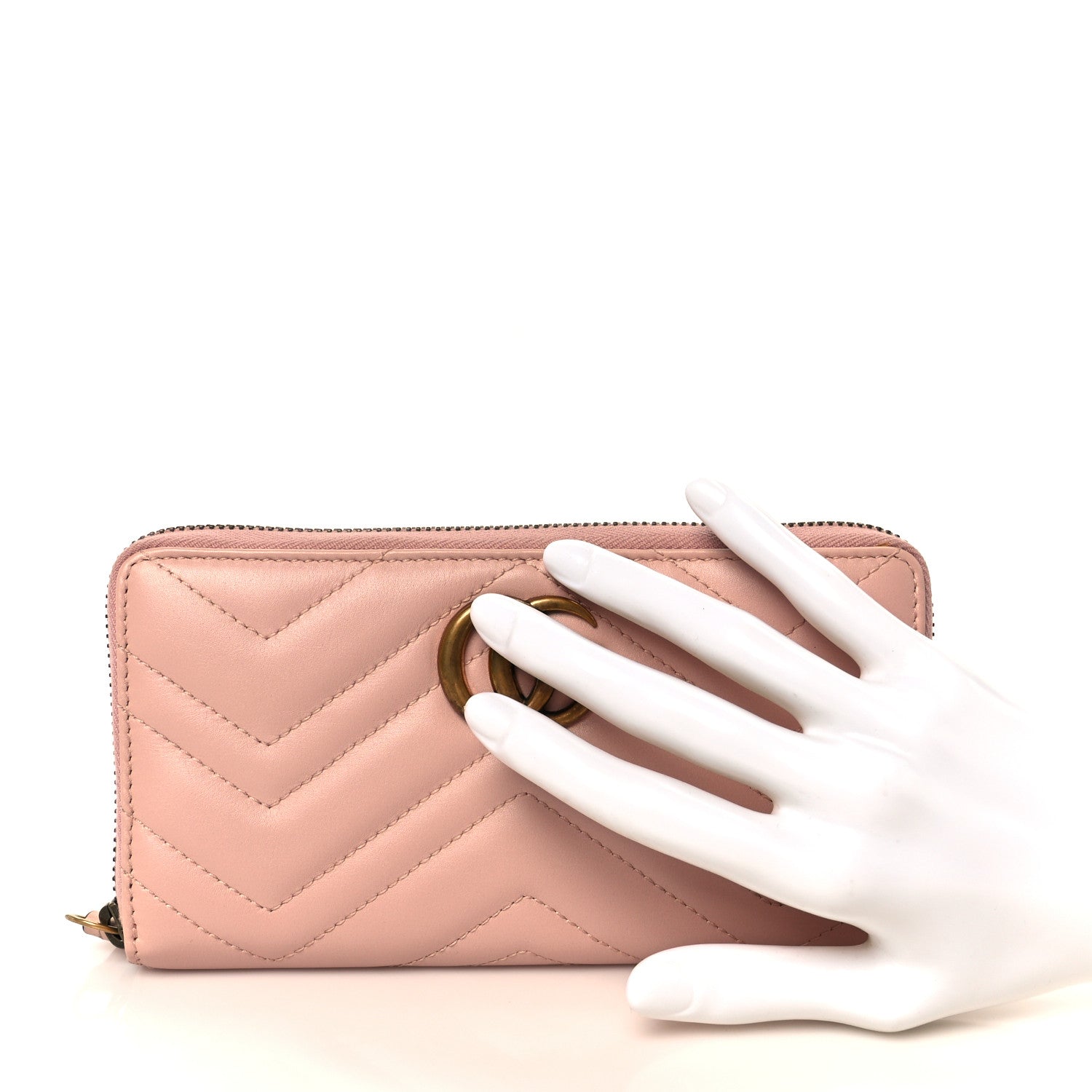 Calfskin Matelasse GG Marmont Zip Around Wallet Perfect Pink