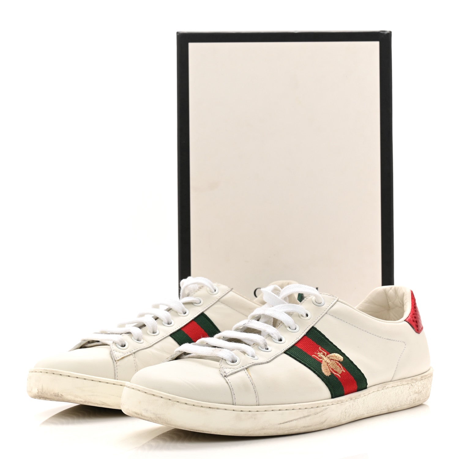 Calfskin Ayers Bee Embroidered Womens Ace Sneakers 39.5 White Green
