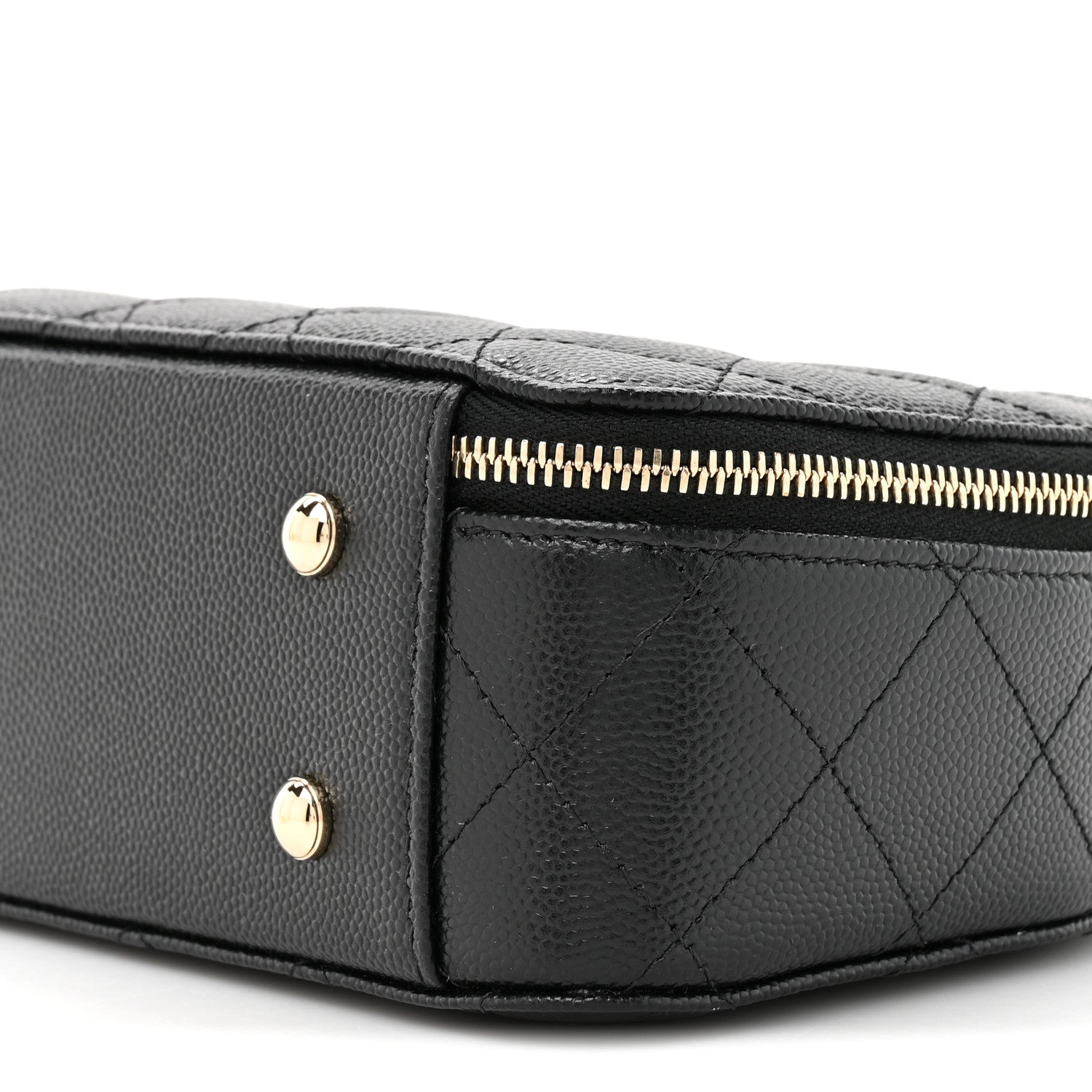 Caviar Quilted Top Handle Vanity Case Black