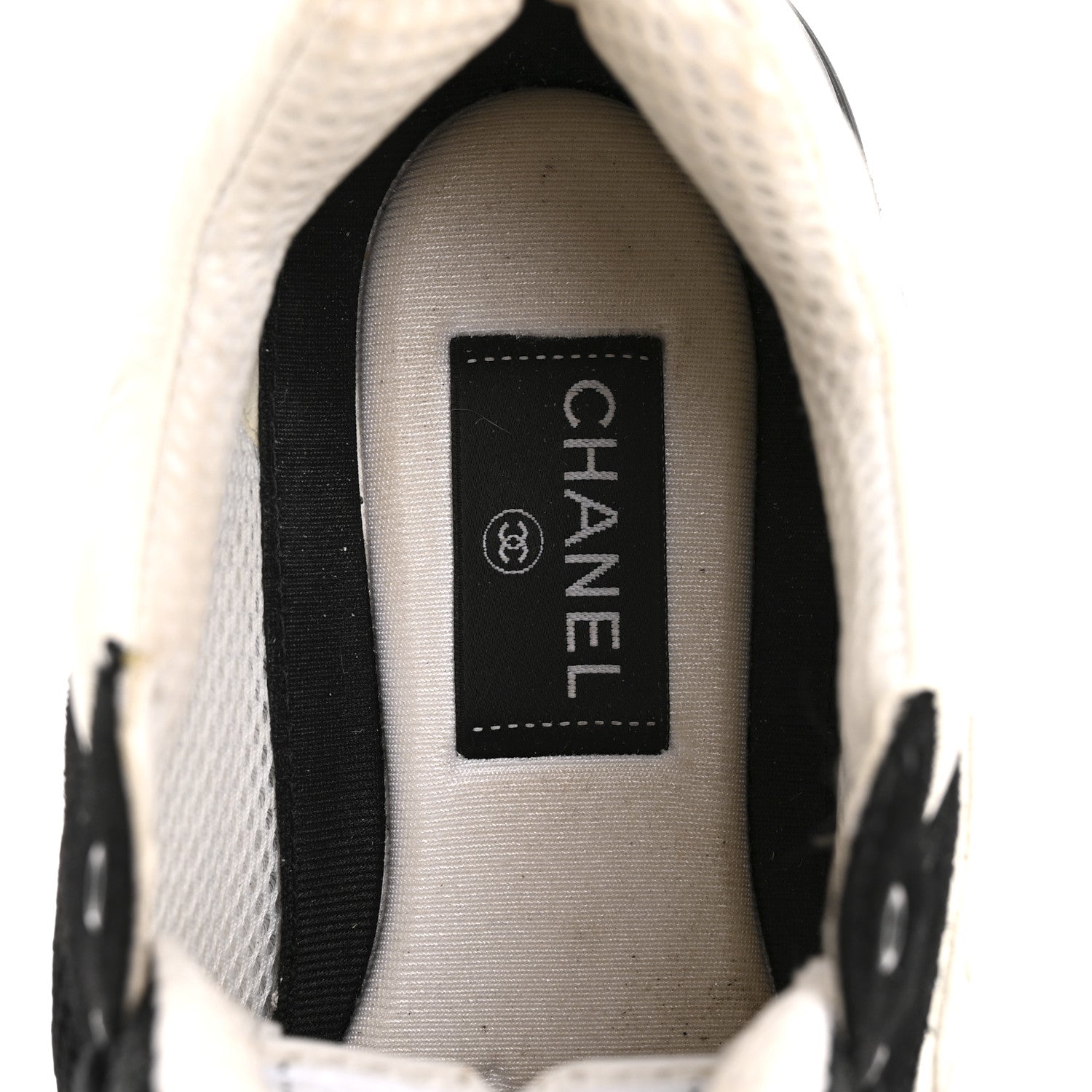 Mesh Suede Grained Calfskin Womens CC Sneakers 39.5 Black White