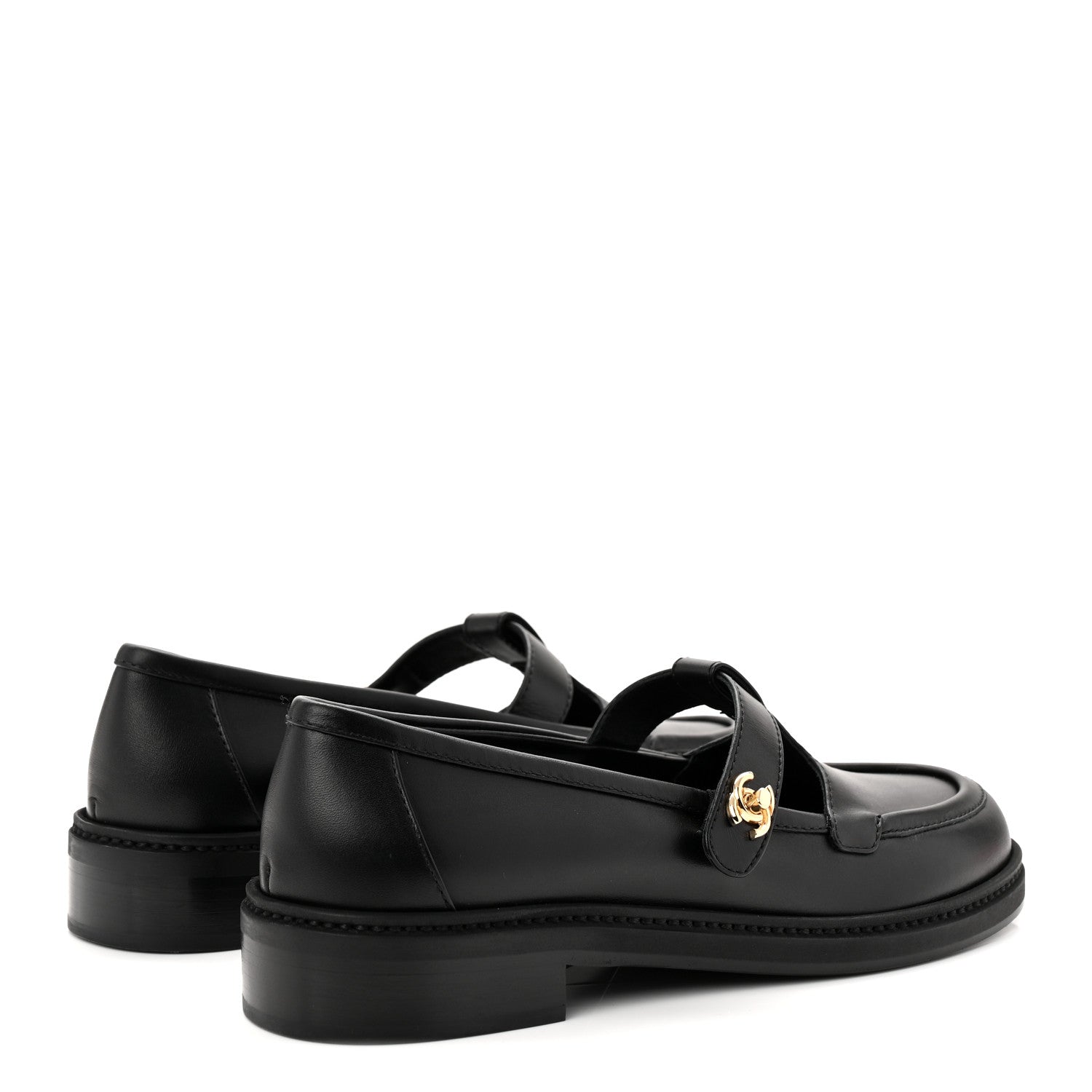 Calfskin CC Turnlock Moccasin Loafers 37.5 Black