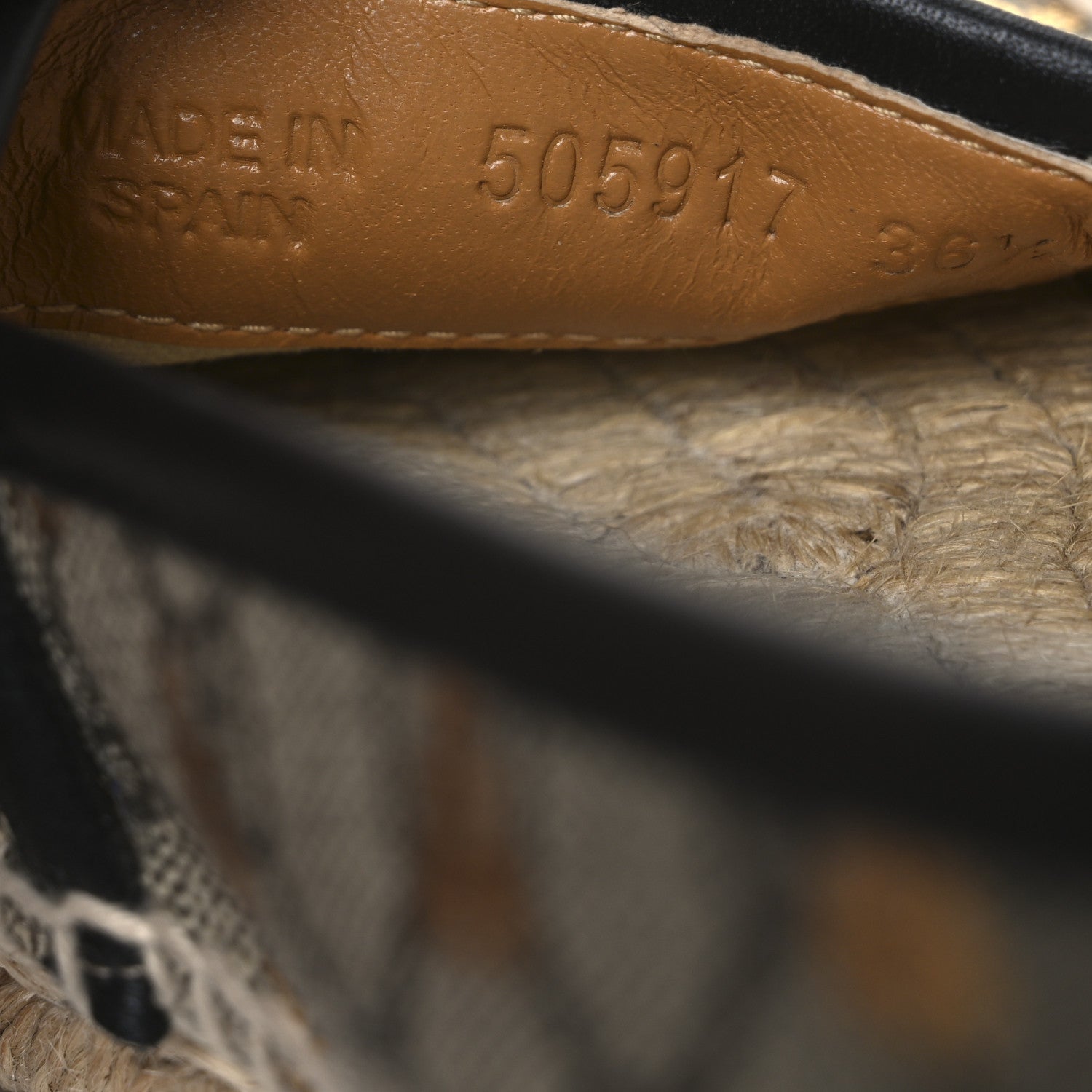 GG Supreme Monogram Bees Espadrille Flats 36.5 Beige Ebony Oro Black