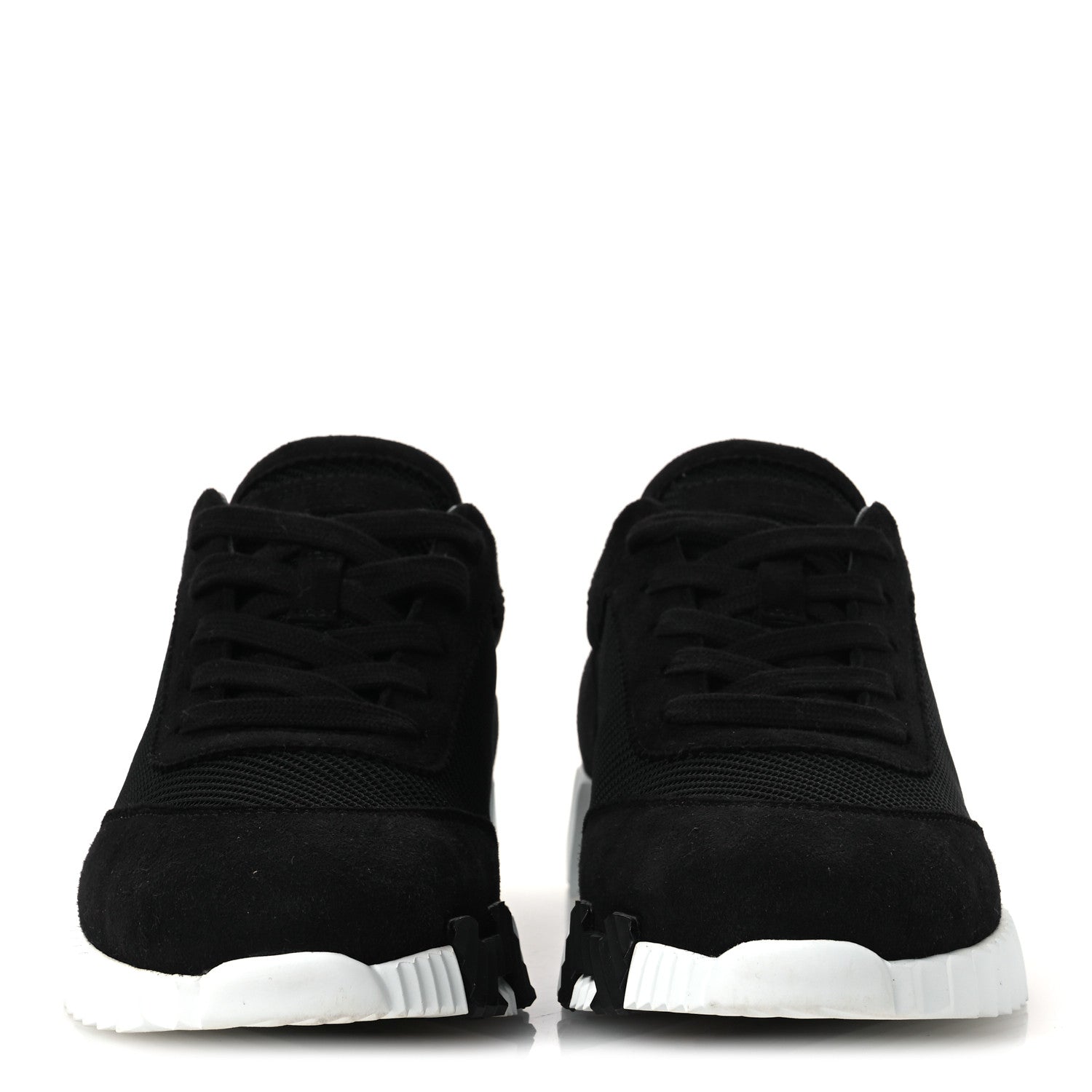 Textured Mesh Suede Goatskin Bouncing Sneakers 40 Black