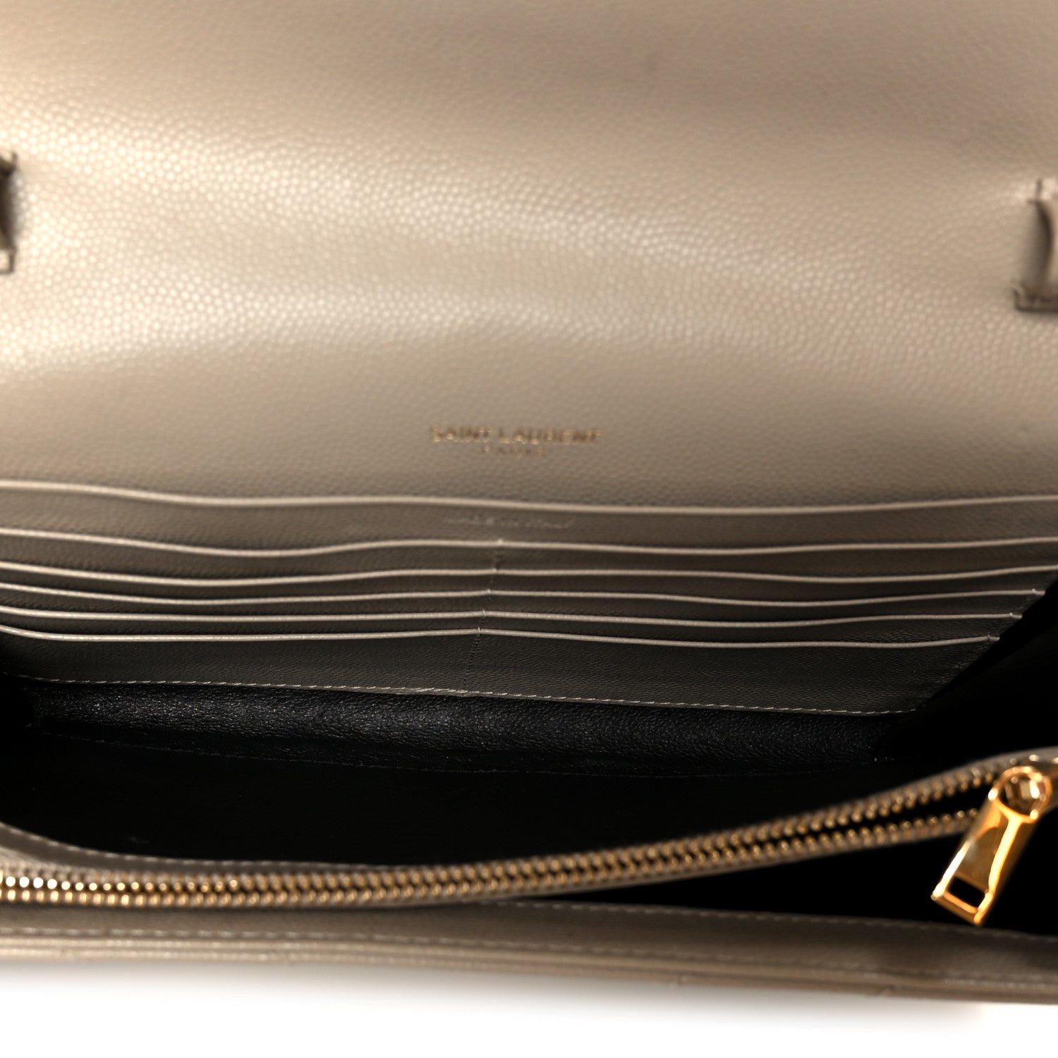 Grain De Poudre Matelasse Chevron Monogram Chain Wallet Sea Salt