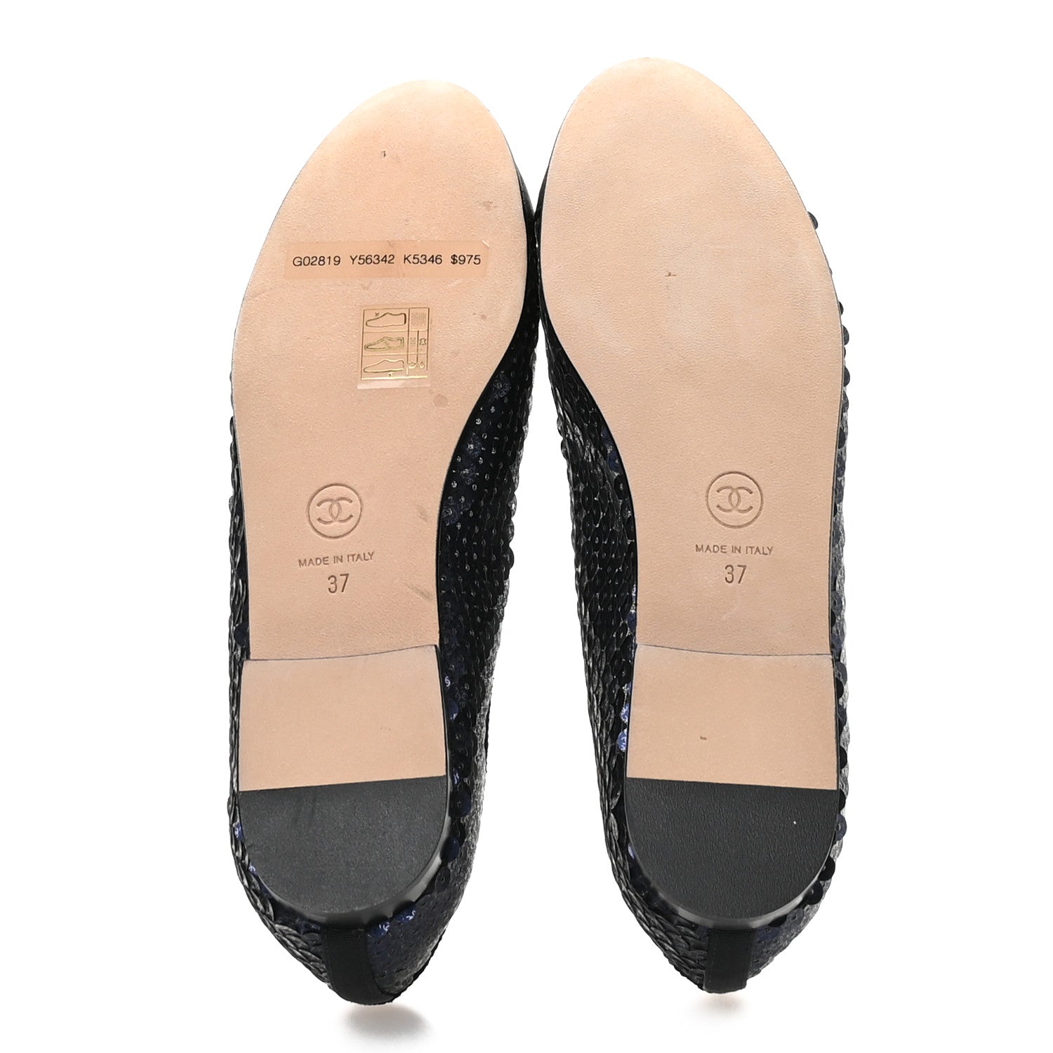 Glittered Muslin Grosgrain Cap Toe Ballerina Flats 37 Navy Blue Black