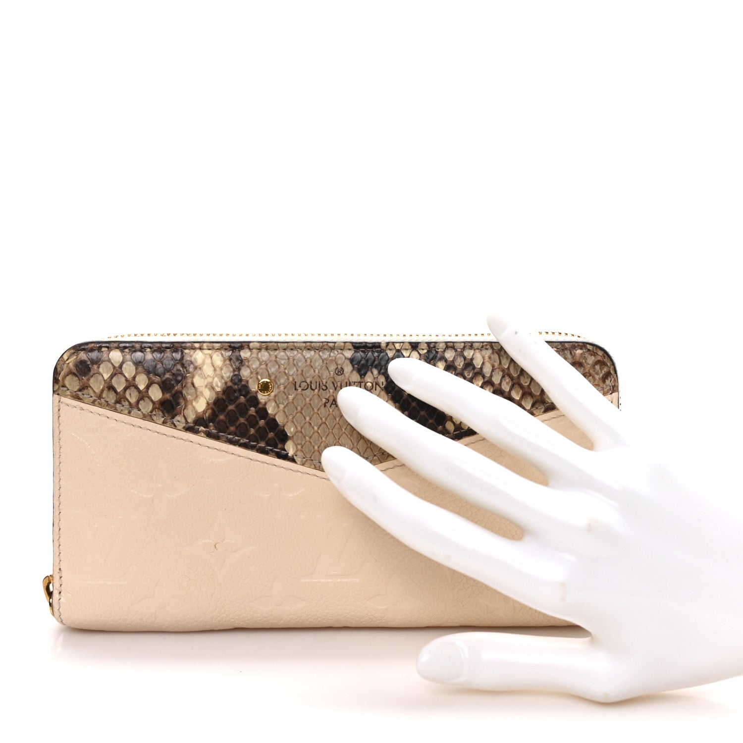 Snakeskin Empreinte Zippy Wallet Creme