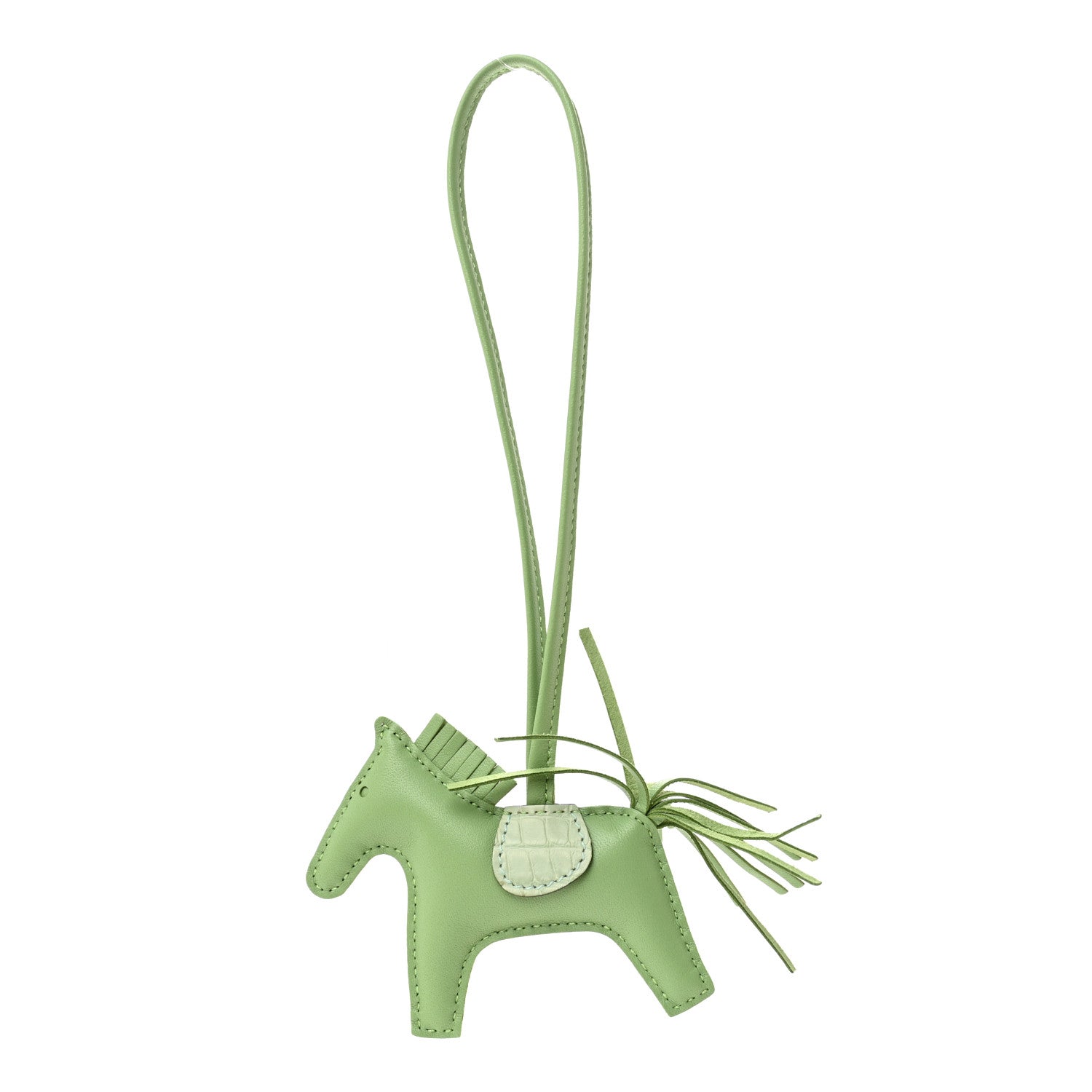Milo Lambskin Matte Alligator Touch Grigri Rodeo Horse Bag Charm PM Vert Criquet Vert D'eau