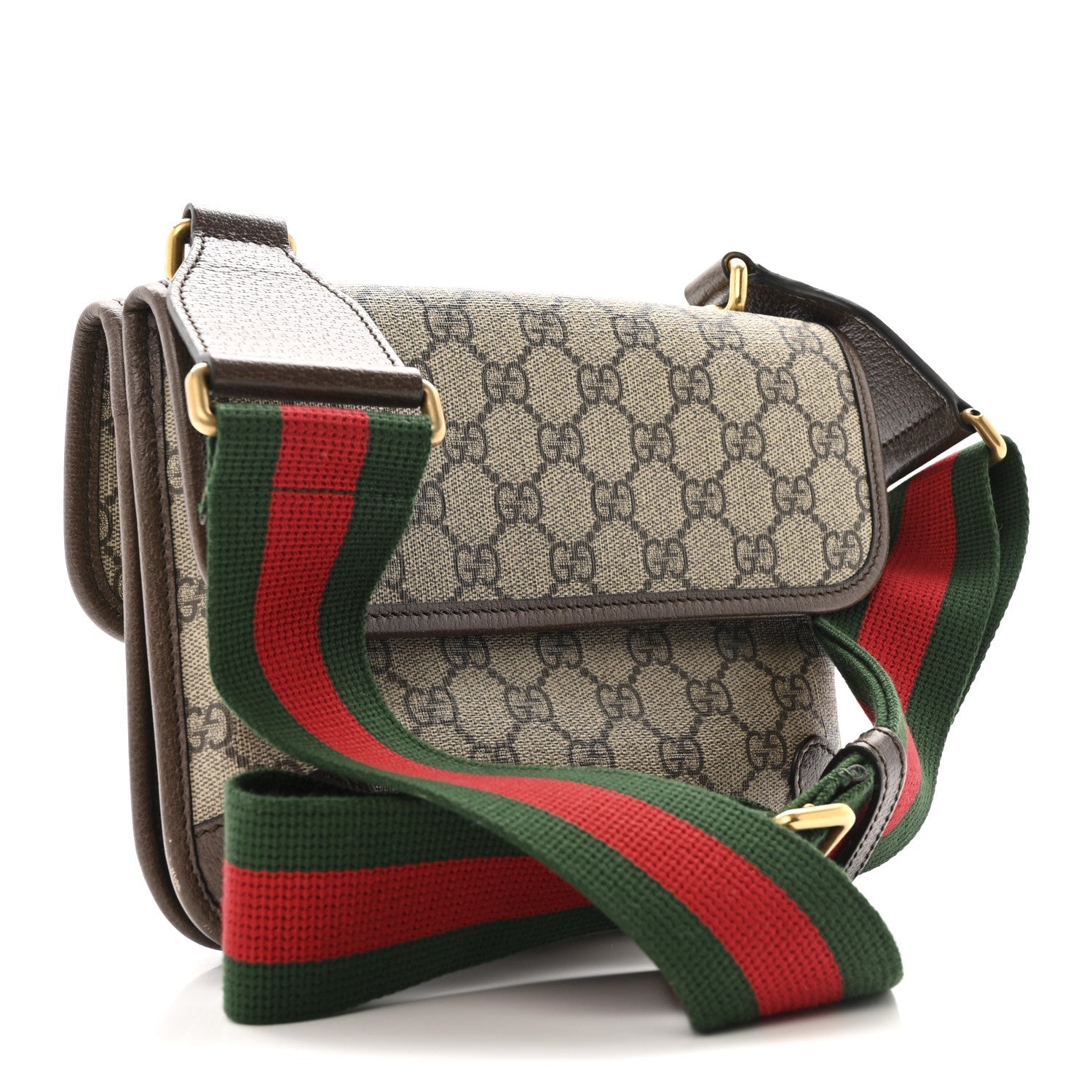 GG Supreme Monogram Web Small Neo Vintage Double Flap Messenger Bag Beige New Acero