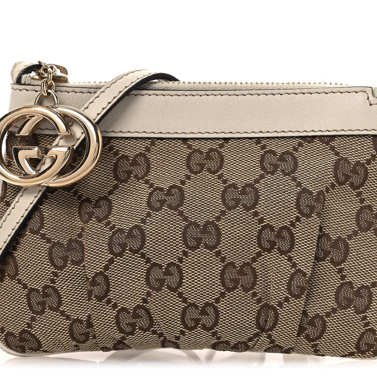 Monogram GG Heart Charm Crossbody Pochette White